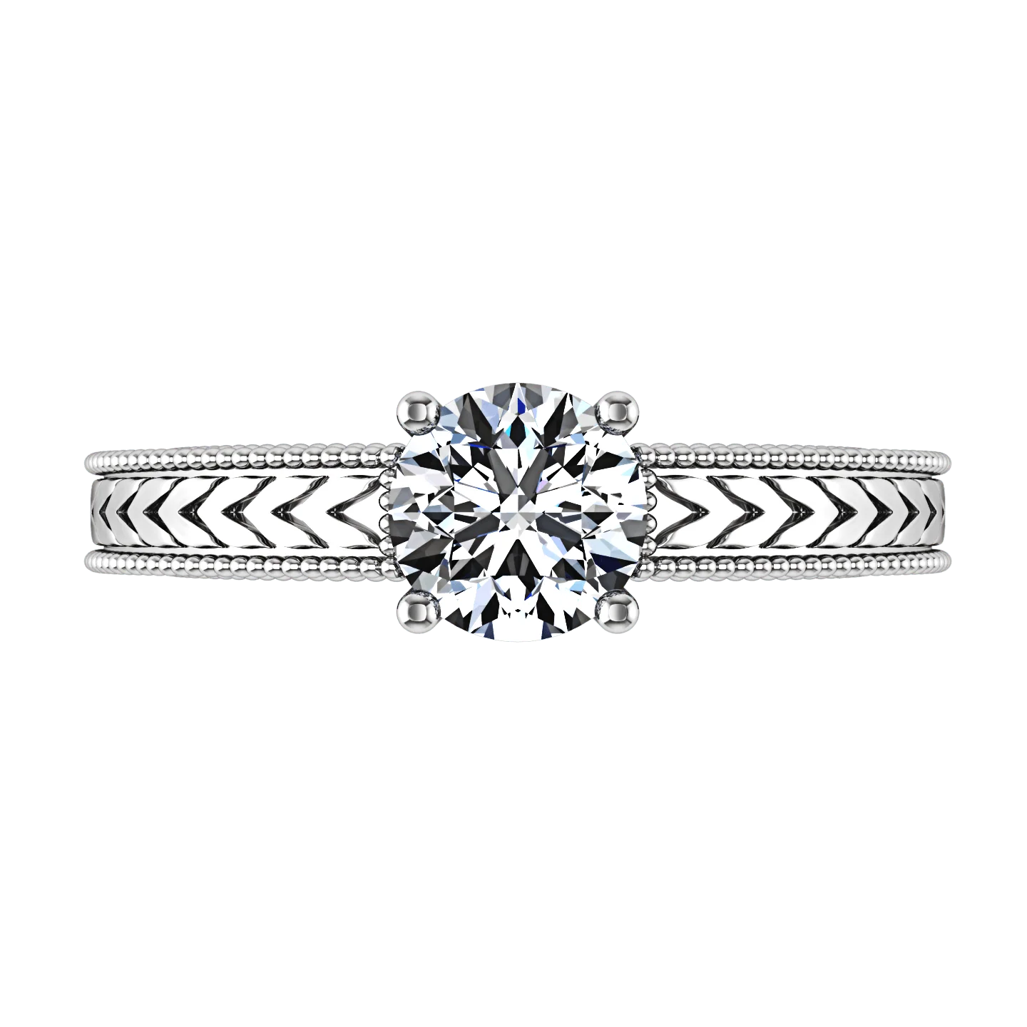 Round Diamond Solitaire Engagement Ring Kensington 14K White Gold - Image 4
