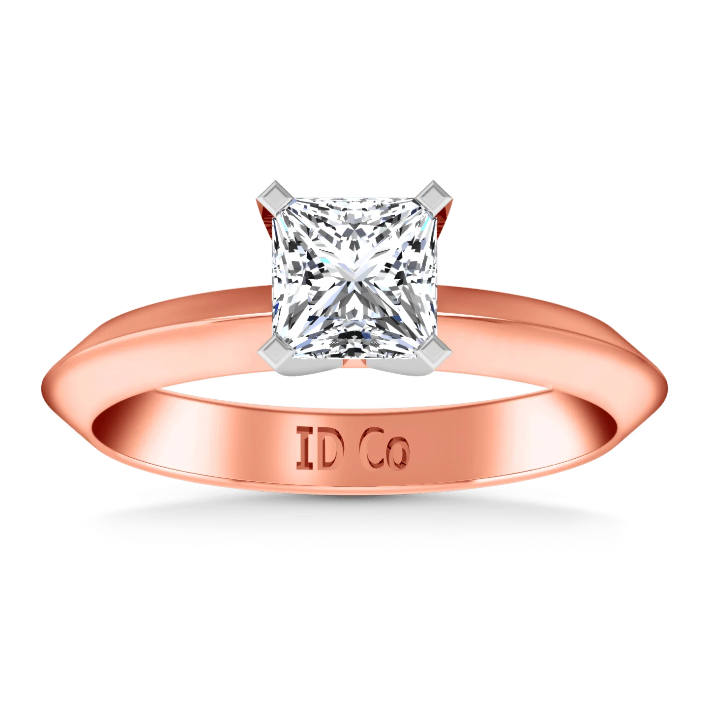 Solitaire Diamond Engagement Ring Knife Edge Princess Cut Diamond 14K Rose Gold