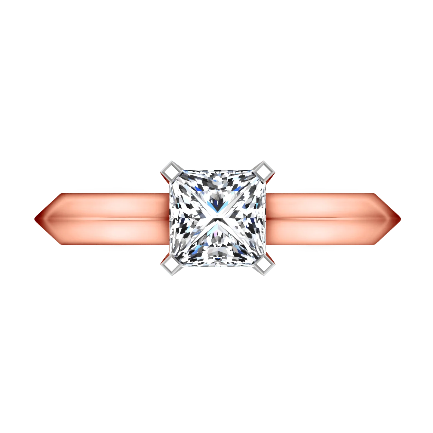 Solitaire Diamond Engagement Ring Knife Edge Princess Cut Diamond 14K Rose Gold - Image 4