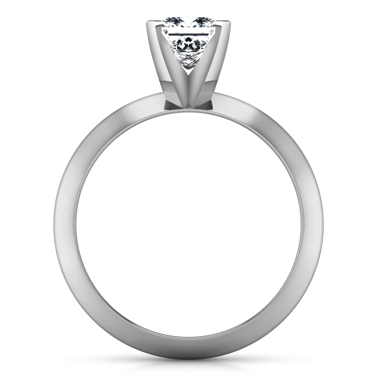 Solitaire  Princess Cut Diamond Engagement Ring Knife Edge 14K White Gold - Image 3