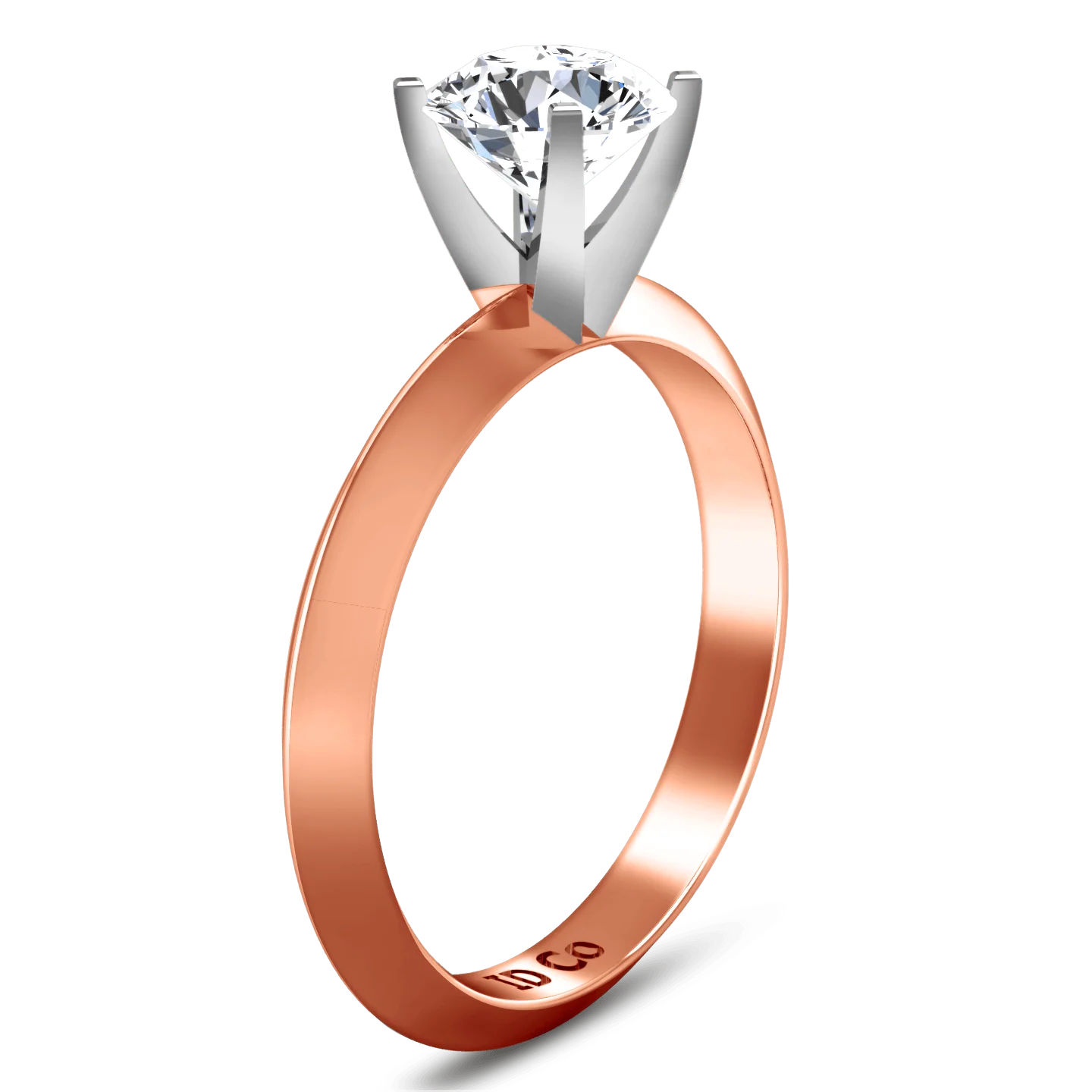 Solitaire Diamond Engagement Ring Knife Edge Round Diamond 14K Rose Gold - Image 2