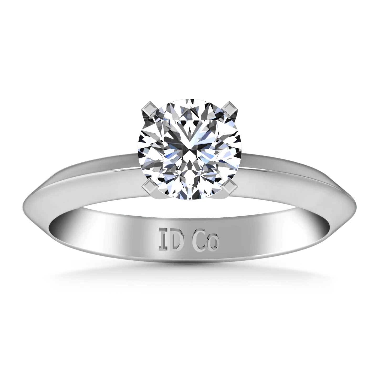 Round Diamond Solitaire Engagement Ring Knife Edge Round Diamond Diamond 14K White Gold
