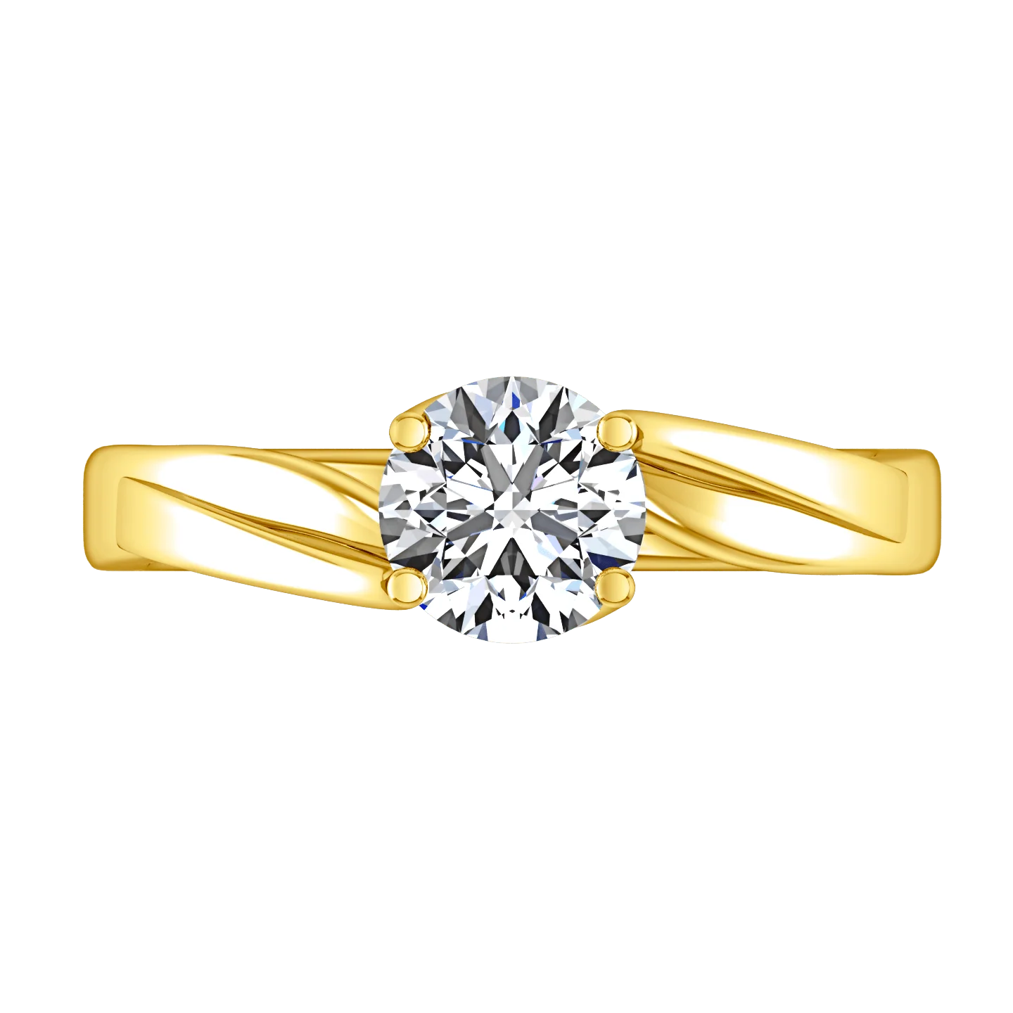 Solitaire Diamond Engagement Ring Laurel 14K Yellow Gold - Image 4