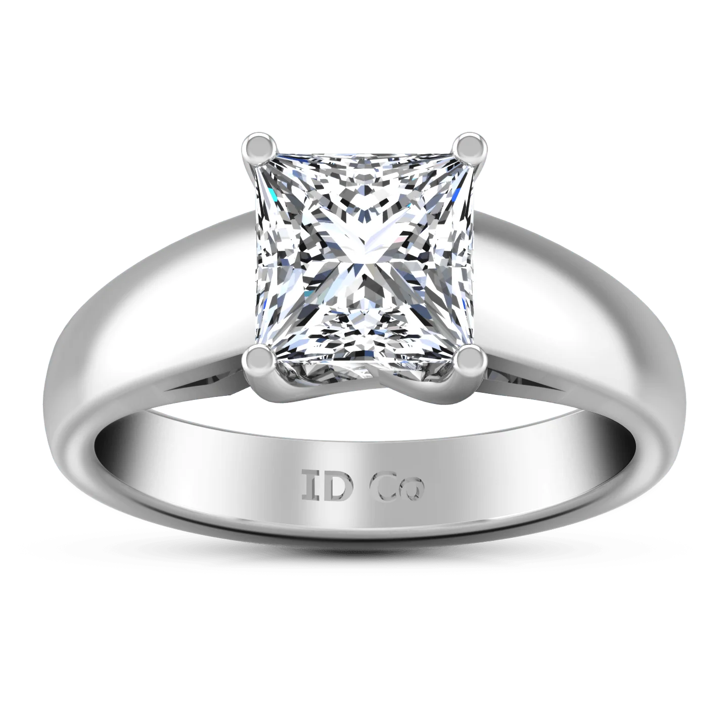 Solitaire Princess Cut Diamond Engagement Ring Leyla 14K White Gold