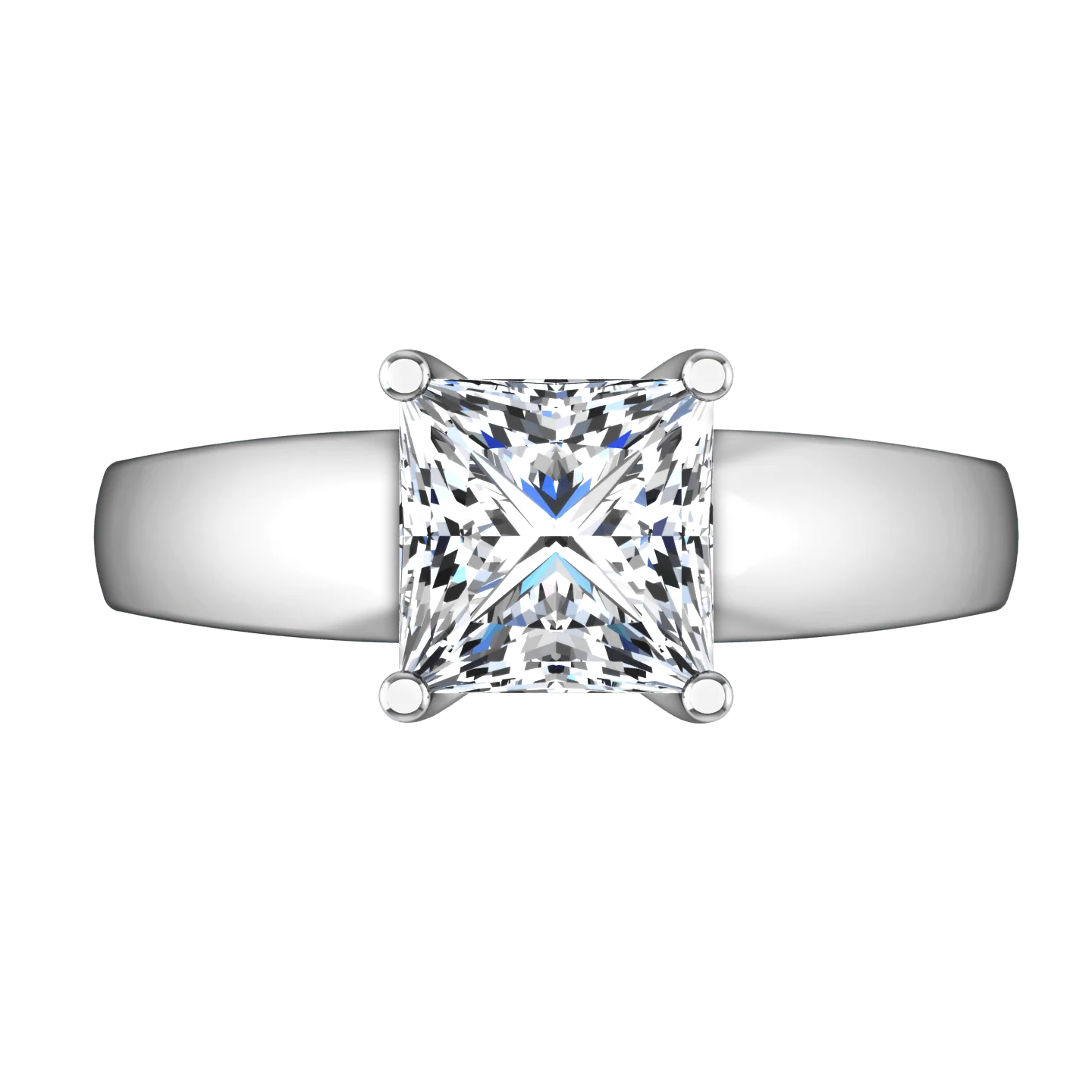 Solitaire Princess Cut Diamond Engagement Ring Leyla 14K White Gold - Image 3
