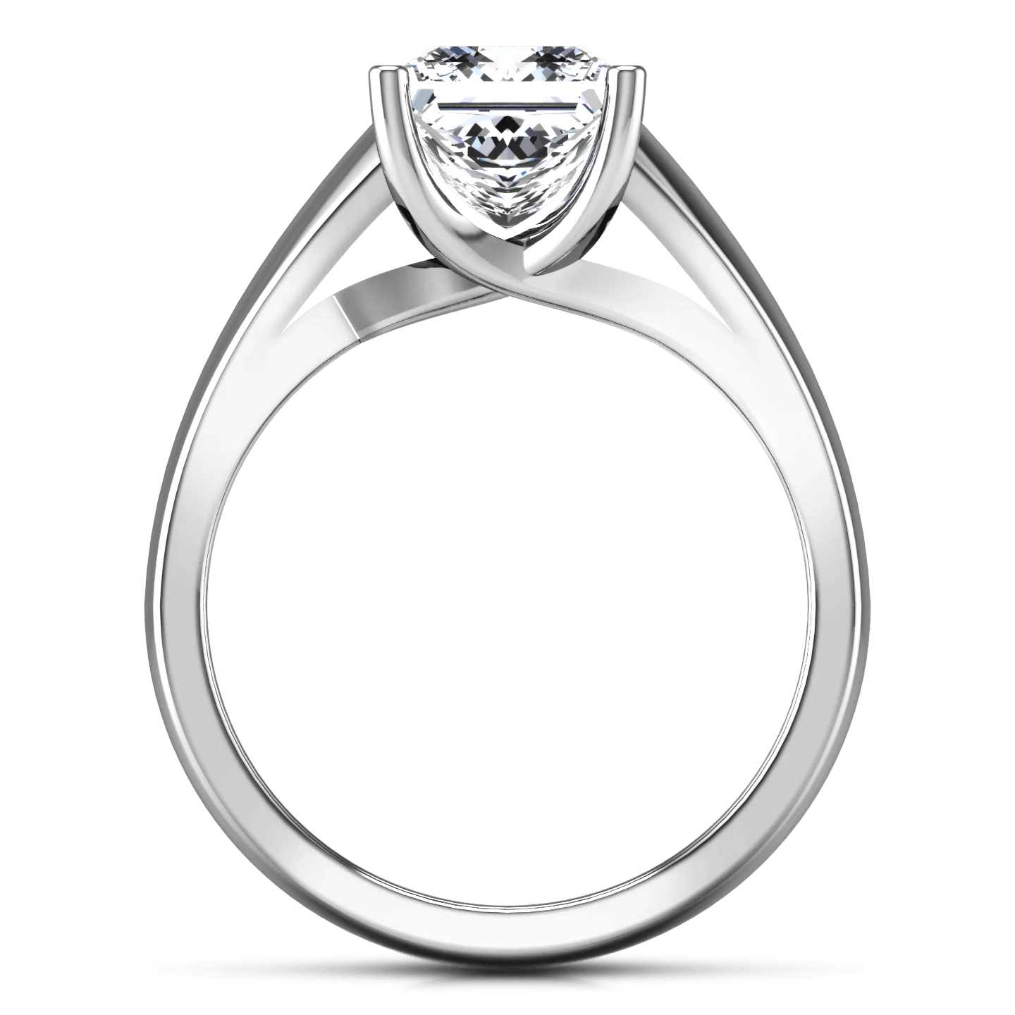 Solitaire Princess Cut Diamond Engagement Ring Leyla 14K White Gold - Image 4