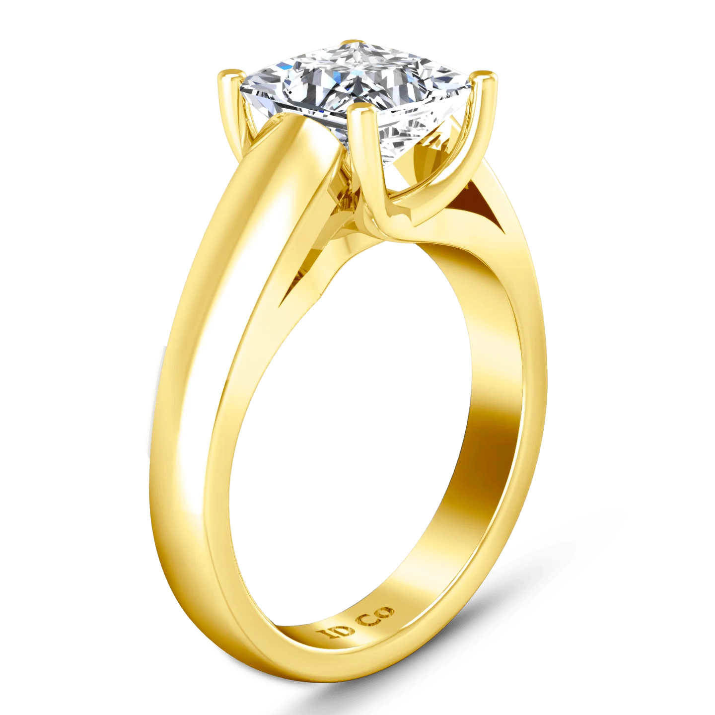 Solitaire Diamond Princess Cut Engagement Ring Leyla 14K Yellow Gold - Image 2