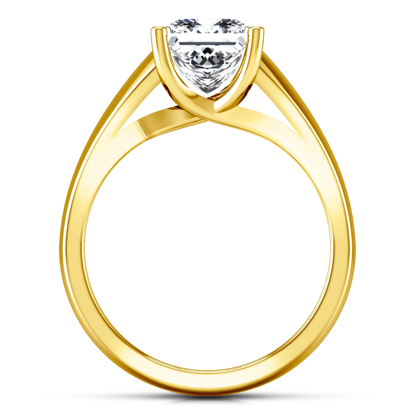 Solitaire Diamond Princess Cut Engagement Ring Leyla 14K Yellow Gold - Image 3