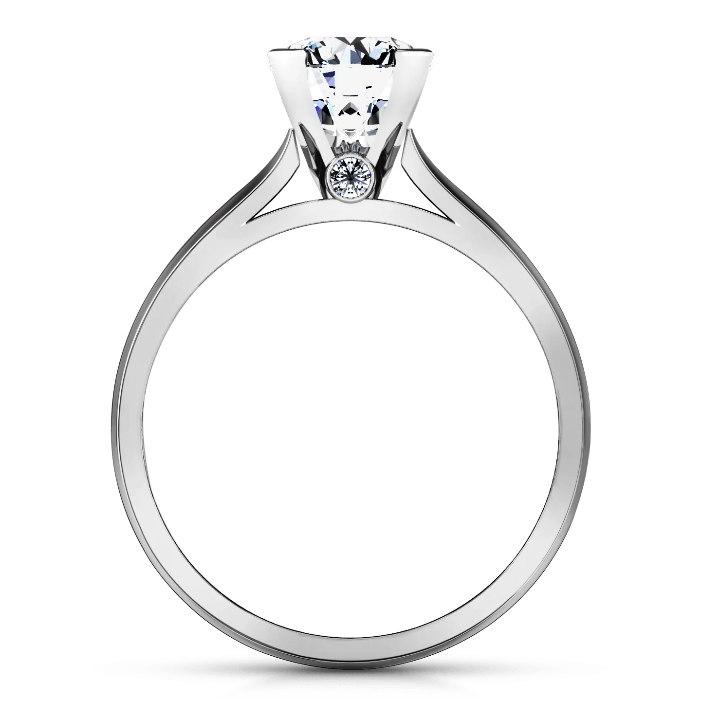 Round Diamond Solitaire Engagement Ring Luna 14K White Gold - Image 4