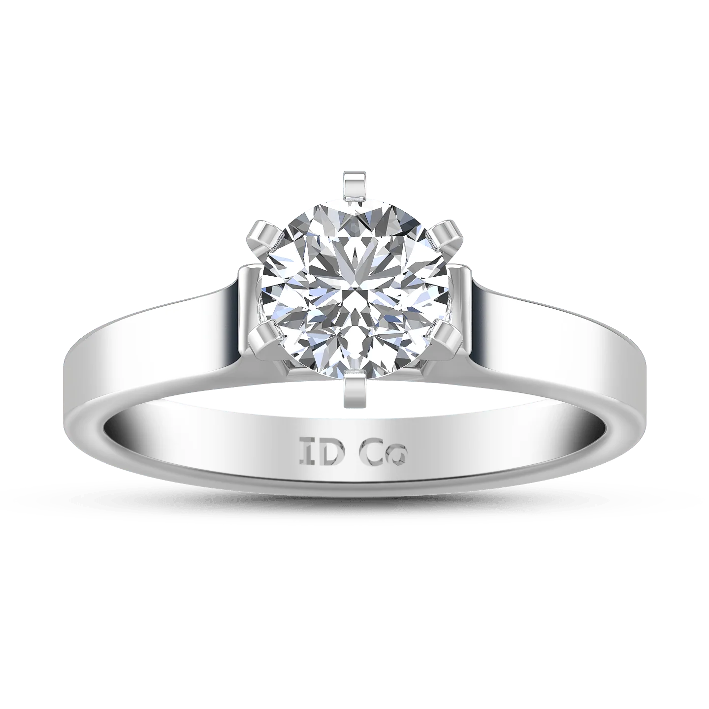 Round Diamond Solitaire Engagement Ring Modern 14K White Gold