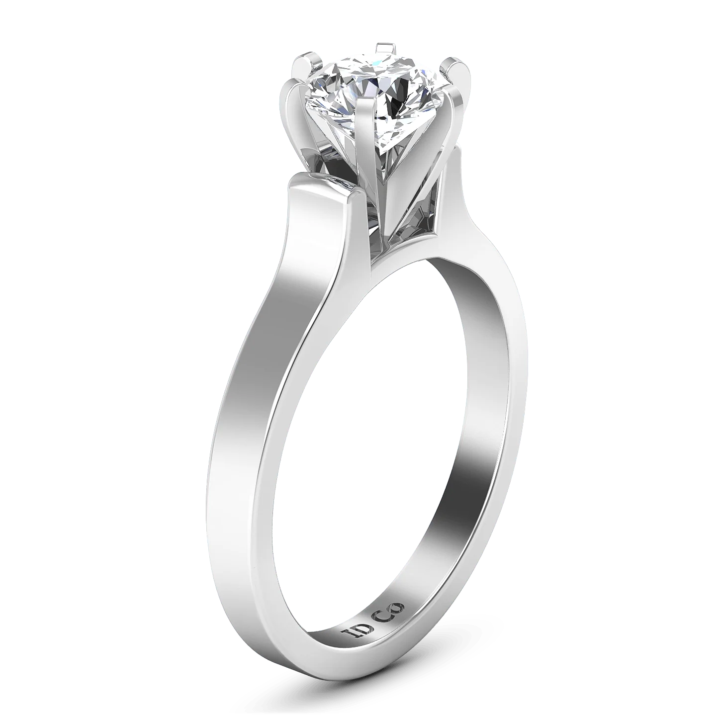 Round Diamond Solitaire Engagement Ring Modern 14K White Gold - Image 2