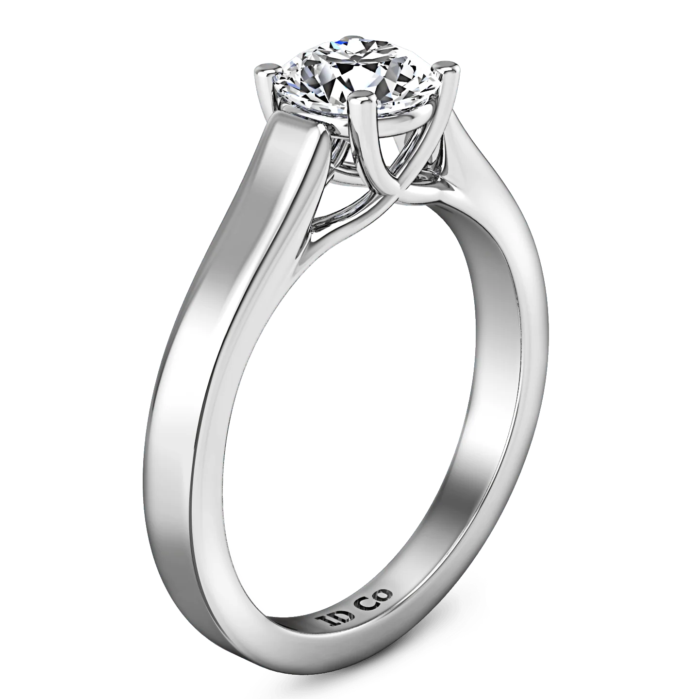 Round Diamond Solitaire Engagement Ring Lyric Modern Lattice 14K White Gold - Image 2