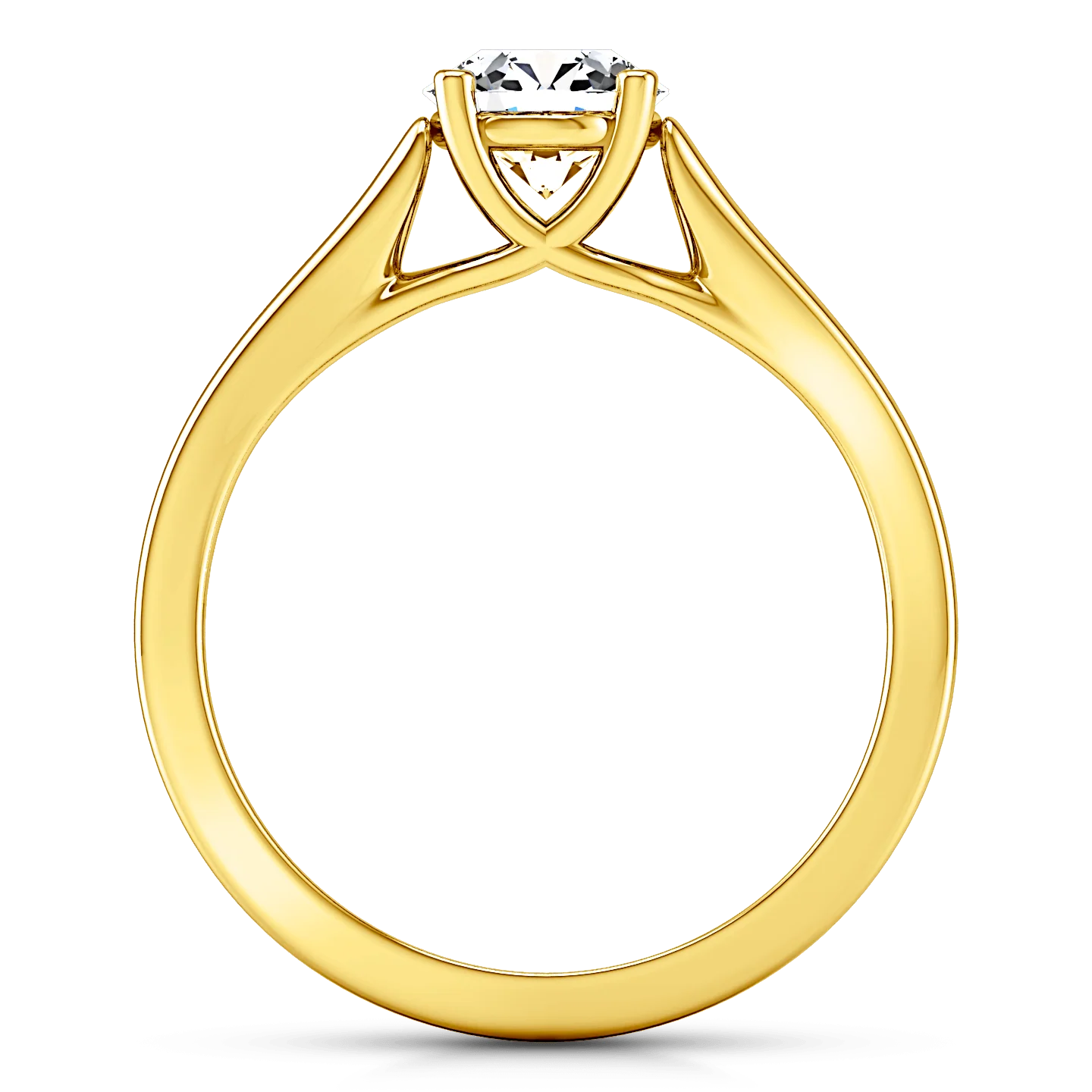 Solitaire Diamond Engagement Ring Lyric Modern Lattice 14K Yellow Gold - Image 3