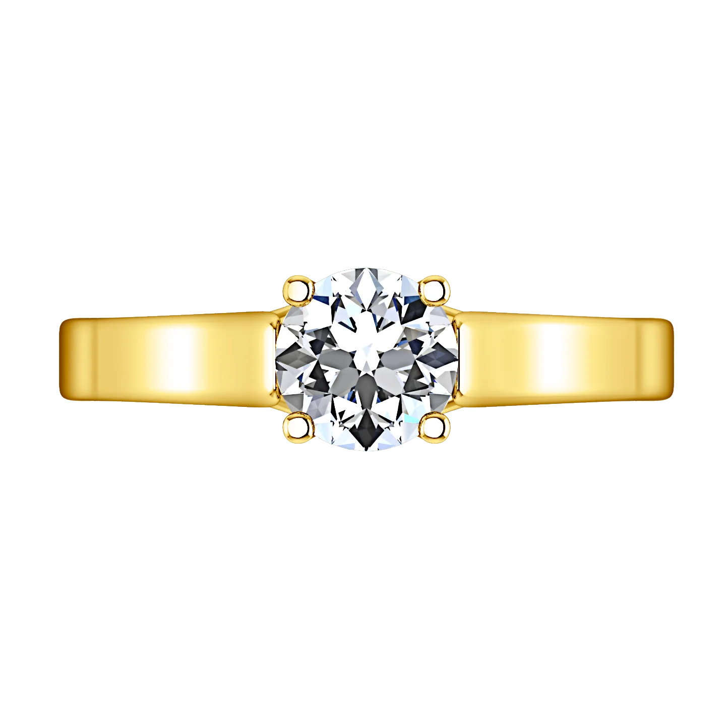 Solitaire Diamond Engagement Ring Lyric Modern Lattice 14K Yellow Gold - Image 4