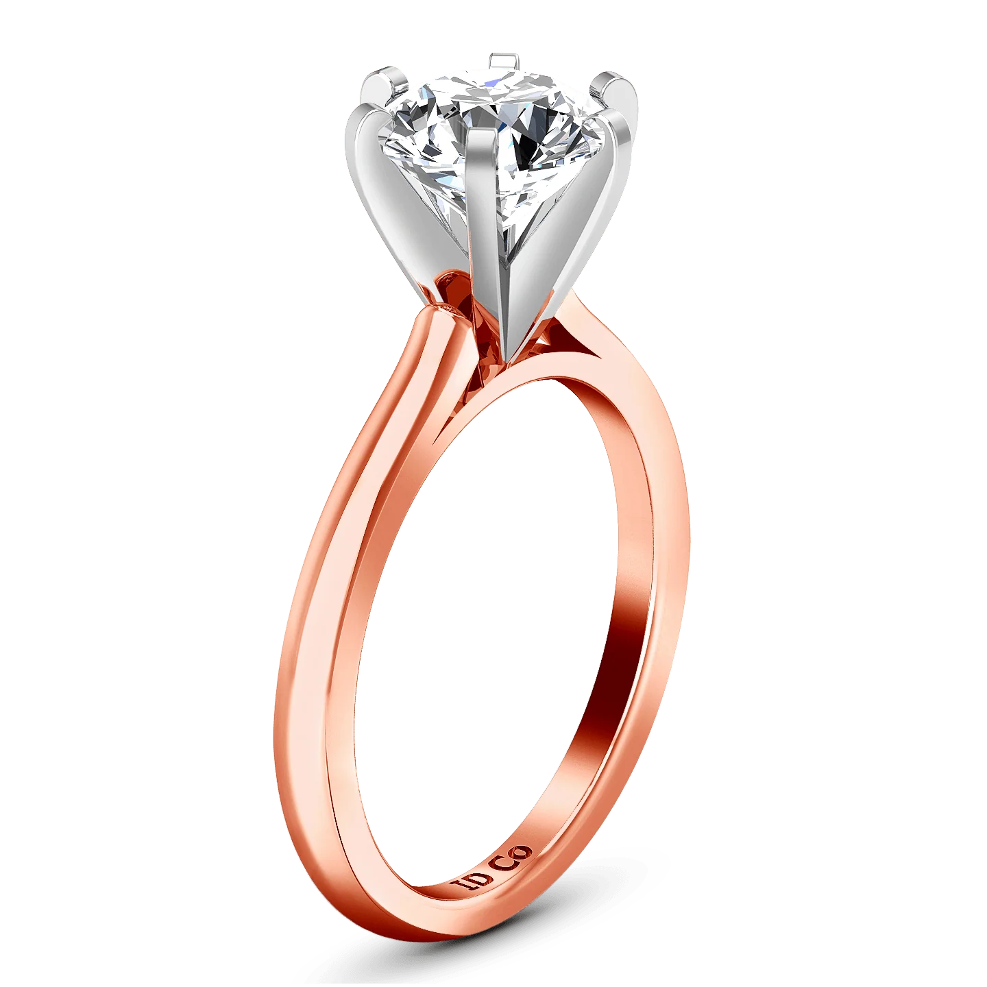 Solitaire Diamond Engagement Ring Petite Cathedral 14K Rose Gold - Image 2