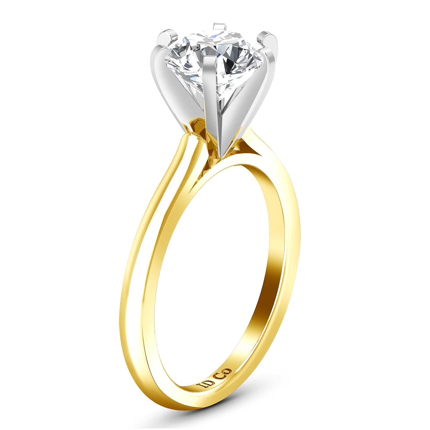 Solitaire Diamond Engagement Ring Petite Cathedral 14K Yellow Gold - Image 2