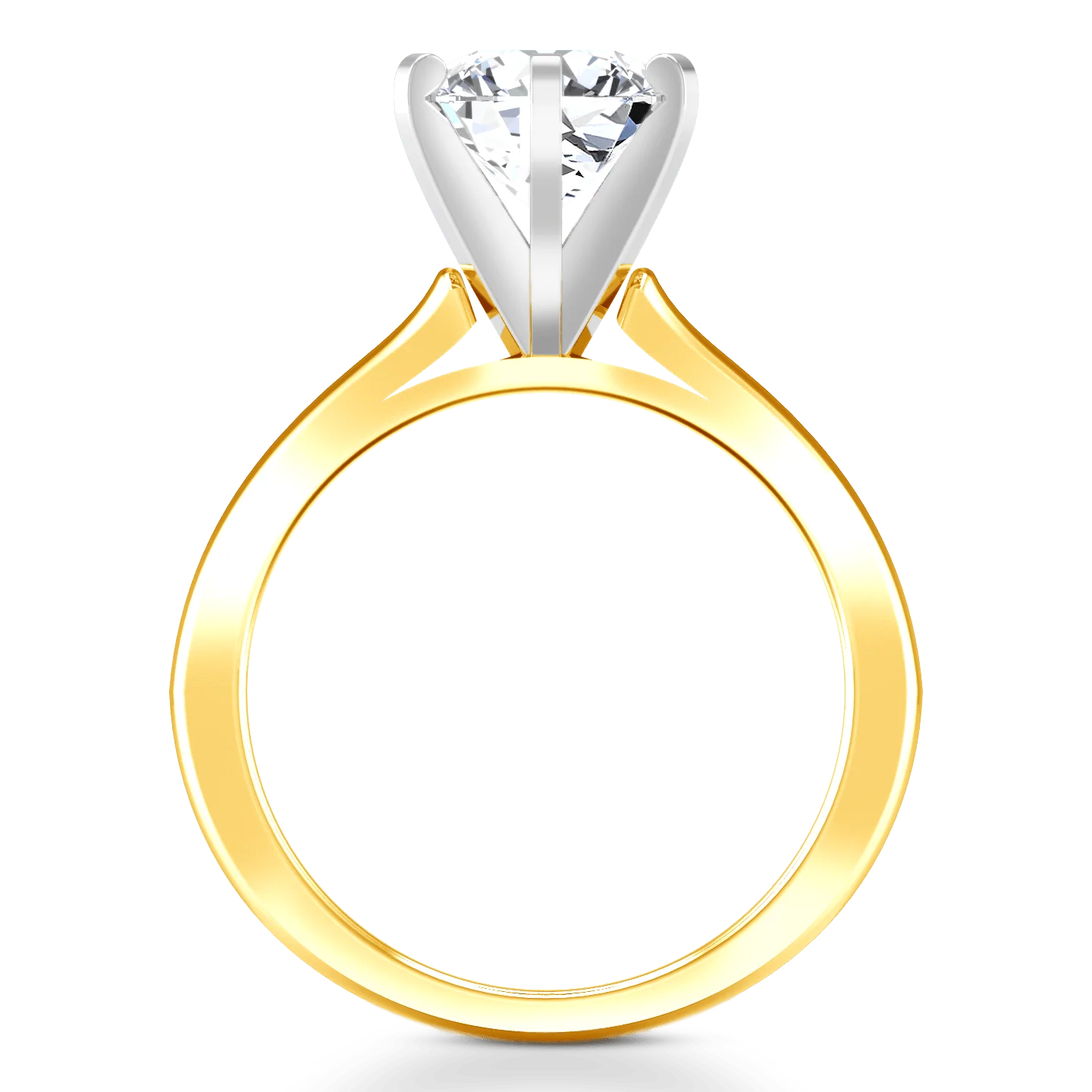 Solitaire Diamond Engagement Ring Petite Cathedral 14K Yellow Gold - Image 3