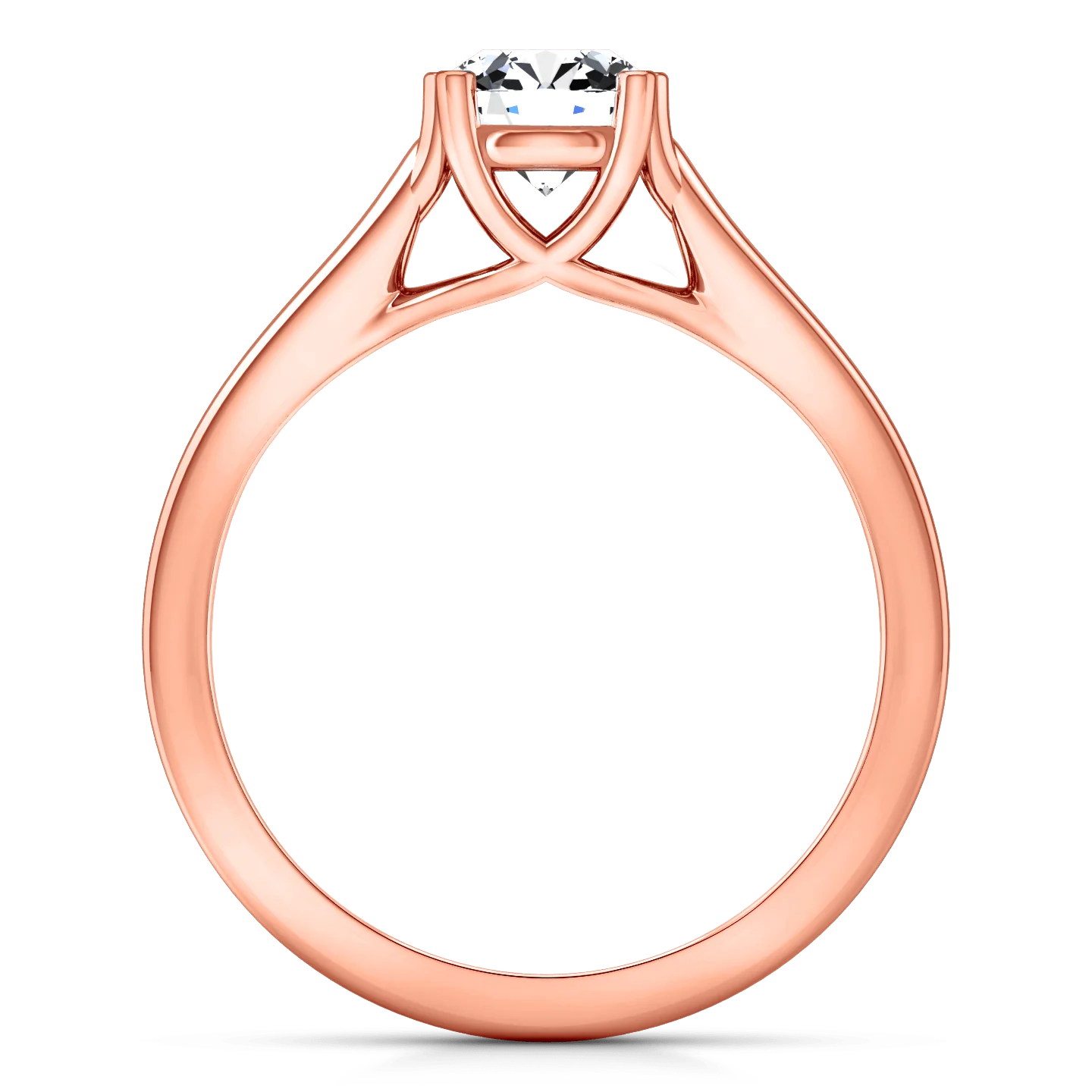 Solitaire Diamond Engagement Ring Royale Lattice 14K Rose Gold - Image 4