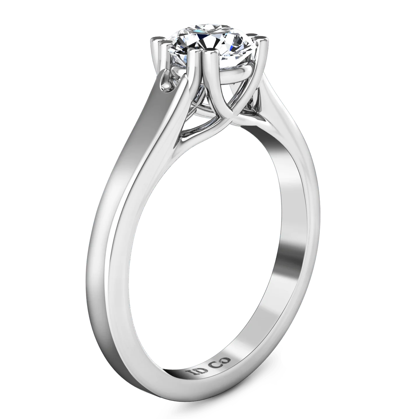 Round Diamond Solitaire Engagement Ring Royale Lattice 14K White Gold - Image 2