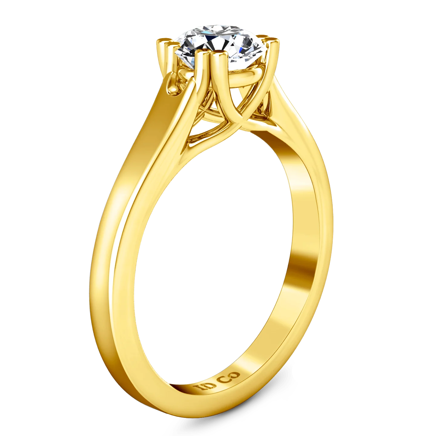 Solitaire Diamond Engagement Ring Royale Lattice 14K Yellow Gold - Image 2
