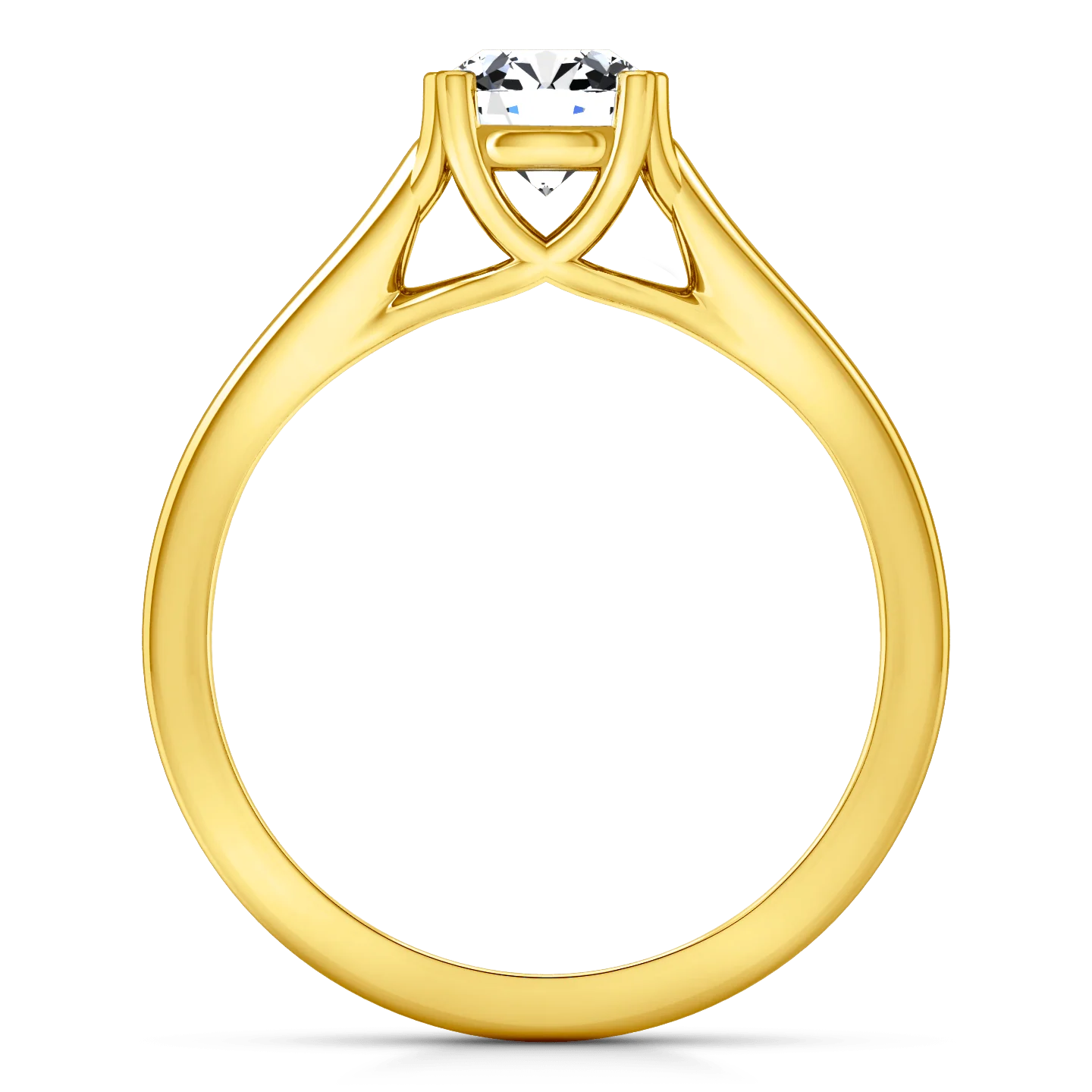 Solitaire Diamond Engagement Ring Royale Lattice 14K Yellow Gold - Image 3