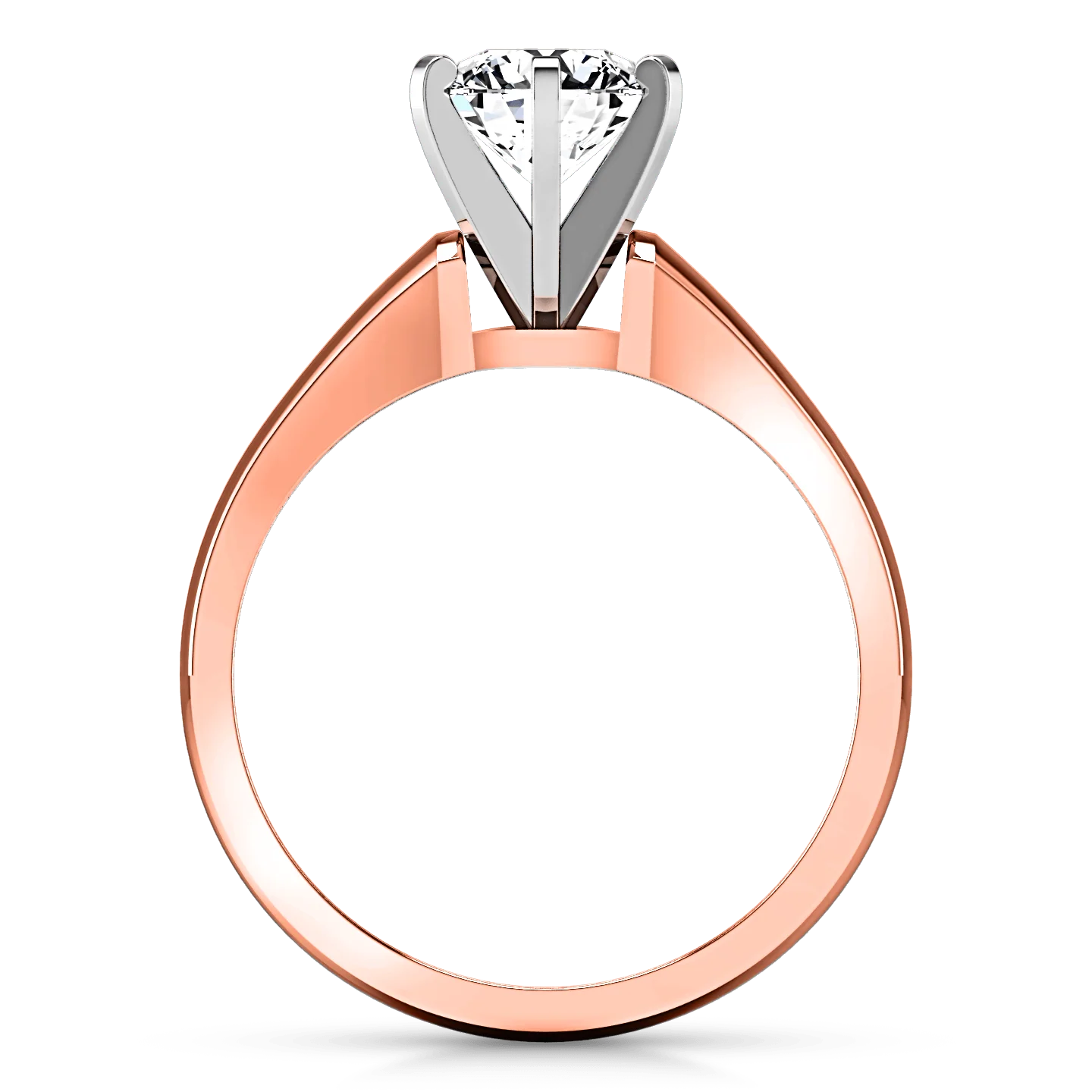 Solitaire Diamond Engagement Ring Stylized 6 Prong 14K Rose Gold - Image 3