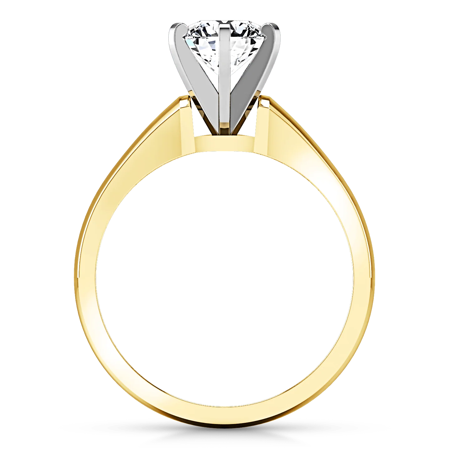 Solitaire Diamond Engagement Ring Stylized 6 Prong 14K Yellow Gold - Image 3