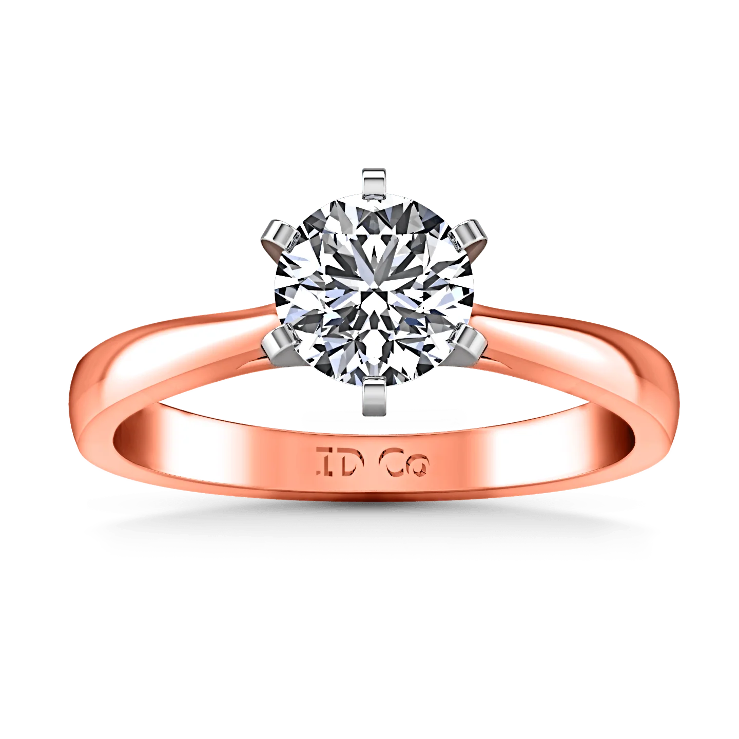Solitaire Diamond Engagement Ring Tapered And Arched 14K Rose Gold