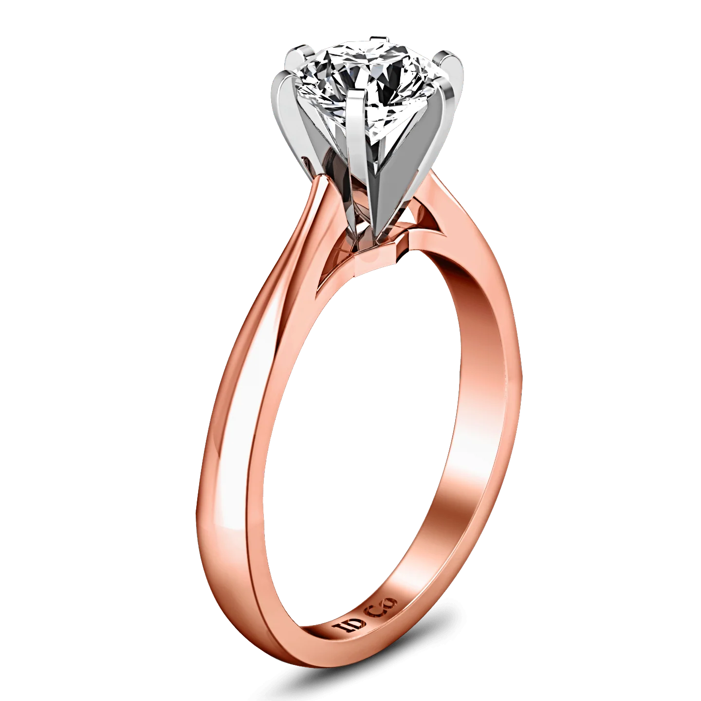 Solitaire Diamond Engagement Ring Tapered And Arched 14K Rose Gold - Image 2
