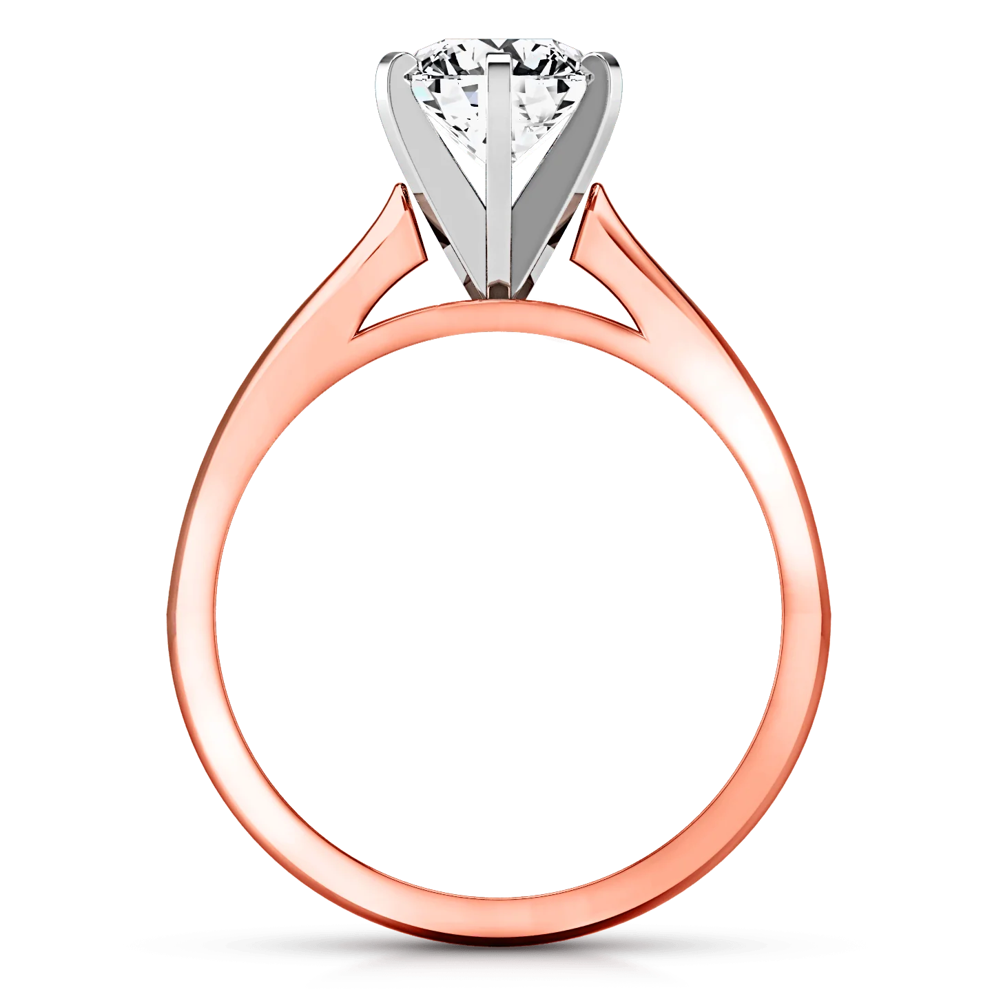 Solitaire Diamond Engagement Ring Tapered And Arched 14K Rose Gold - Image 3