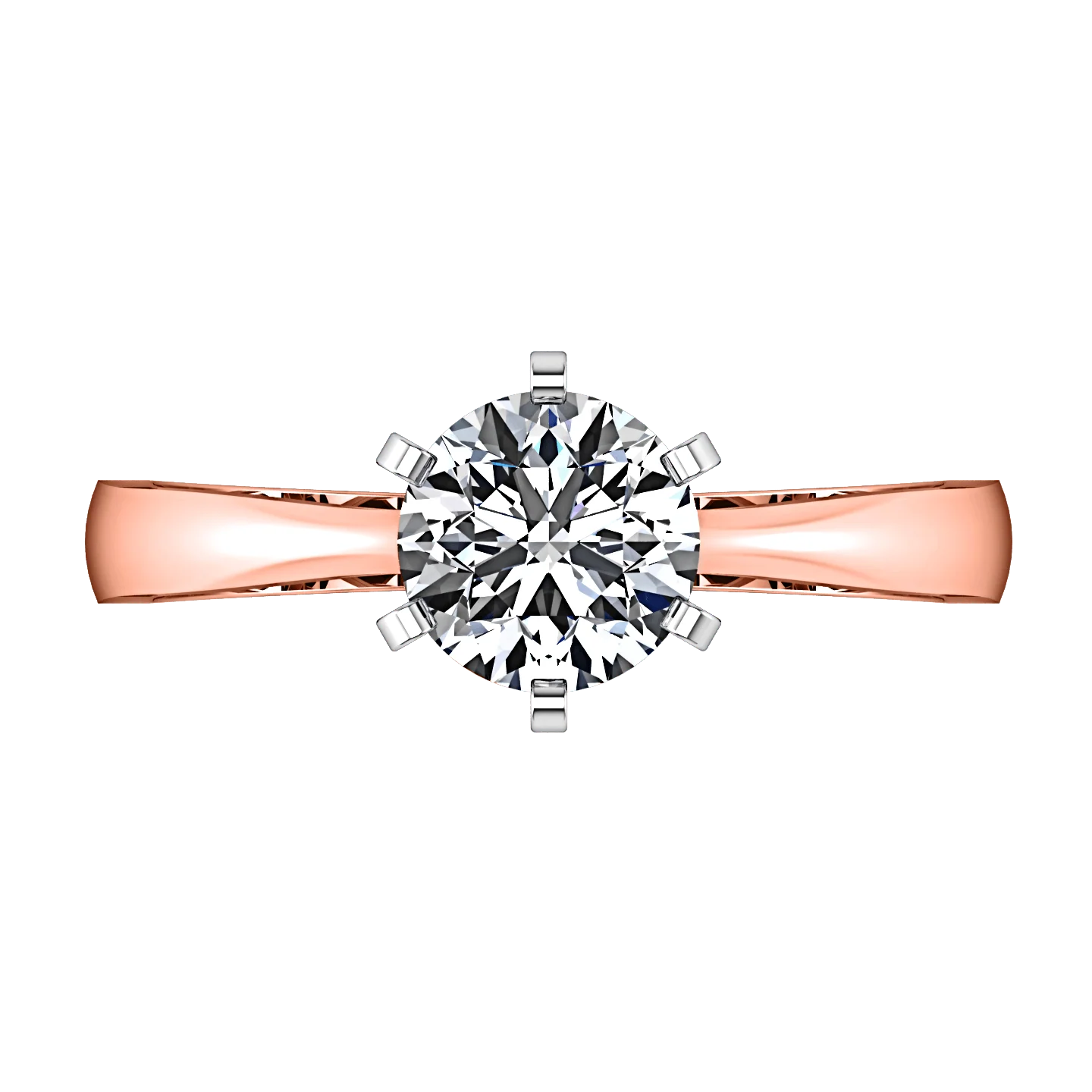 Solitaire Diamond Engagement Ring Tapered And Arched 14K Rose Gold - Image 4