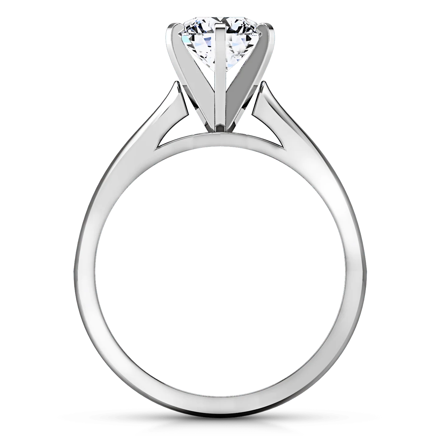 Round Diamond Solitaire Engagement Ring Tapered And Arched 14K White Gold - Image 3