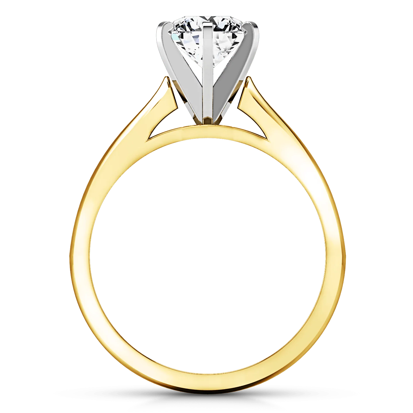 Solitaire Diamond Engagement Ring Tapered And Arched 14K Yellow Gold - Image 3