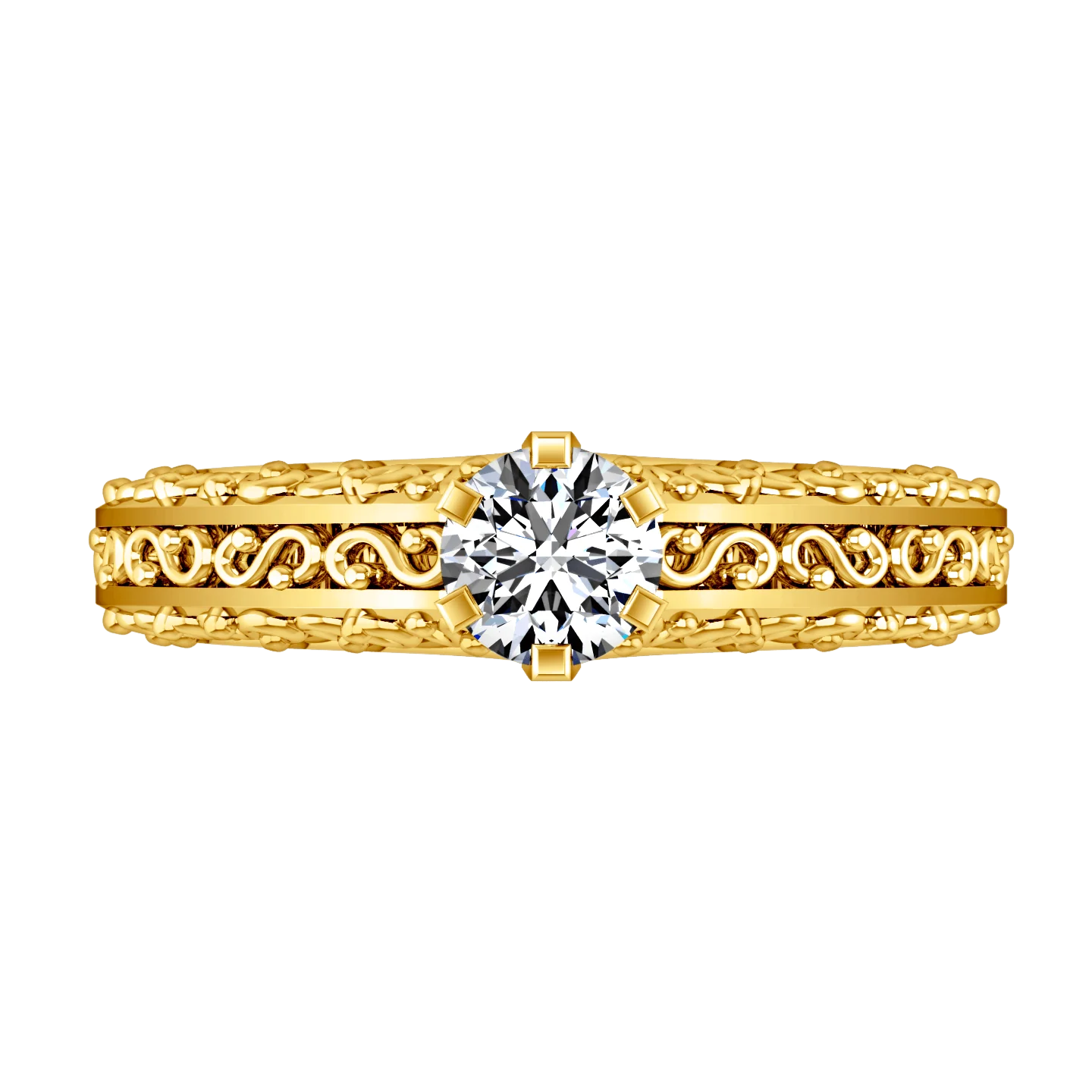 Solitaire Diamond Engagement Ring Whitney 14K Yellow Gold - Image 4
