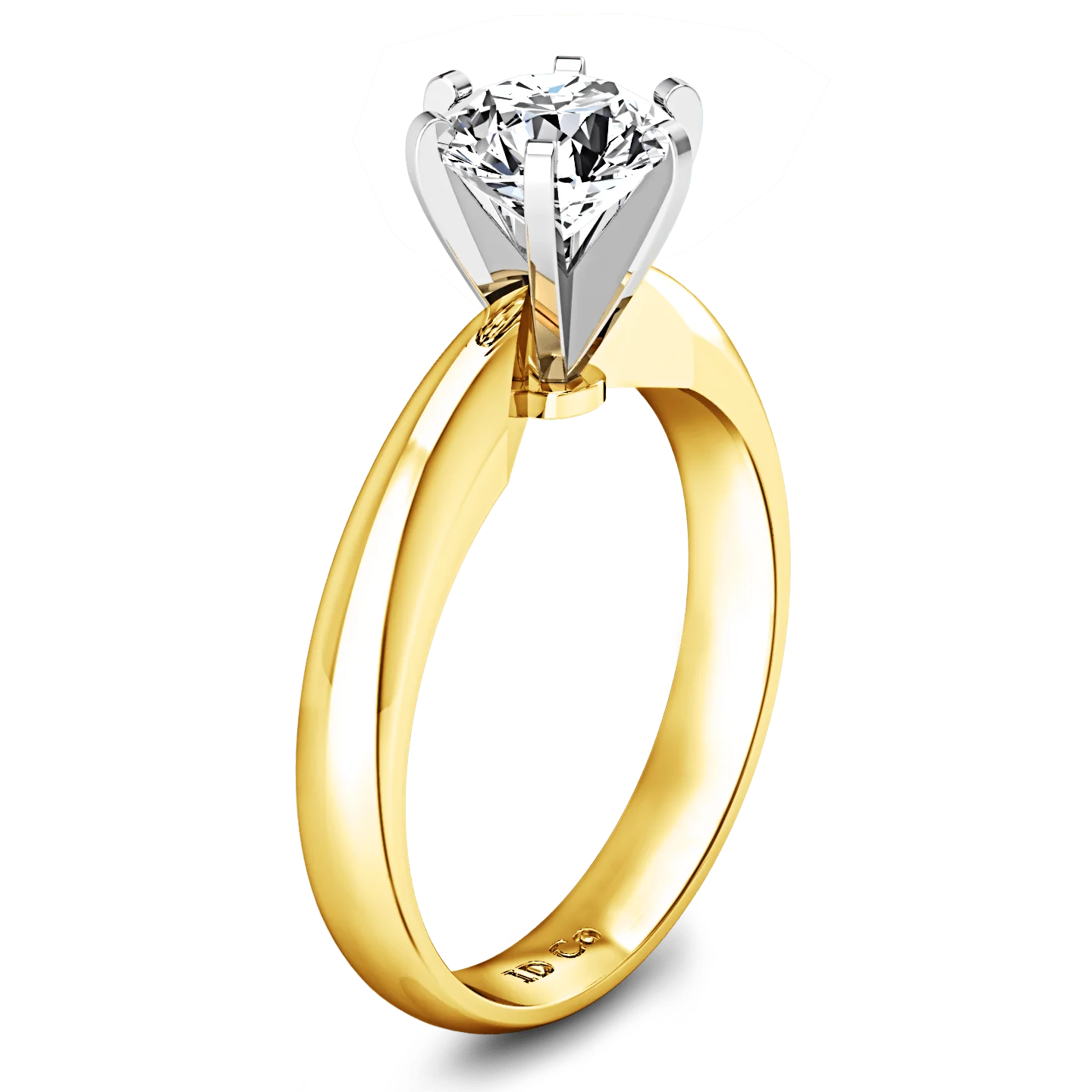 Solitaire Diamond Engagement Ring Wide Classic 6 Prong 14K Yellow Gold - Image 2