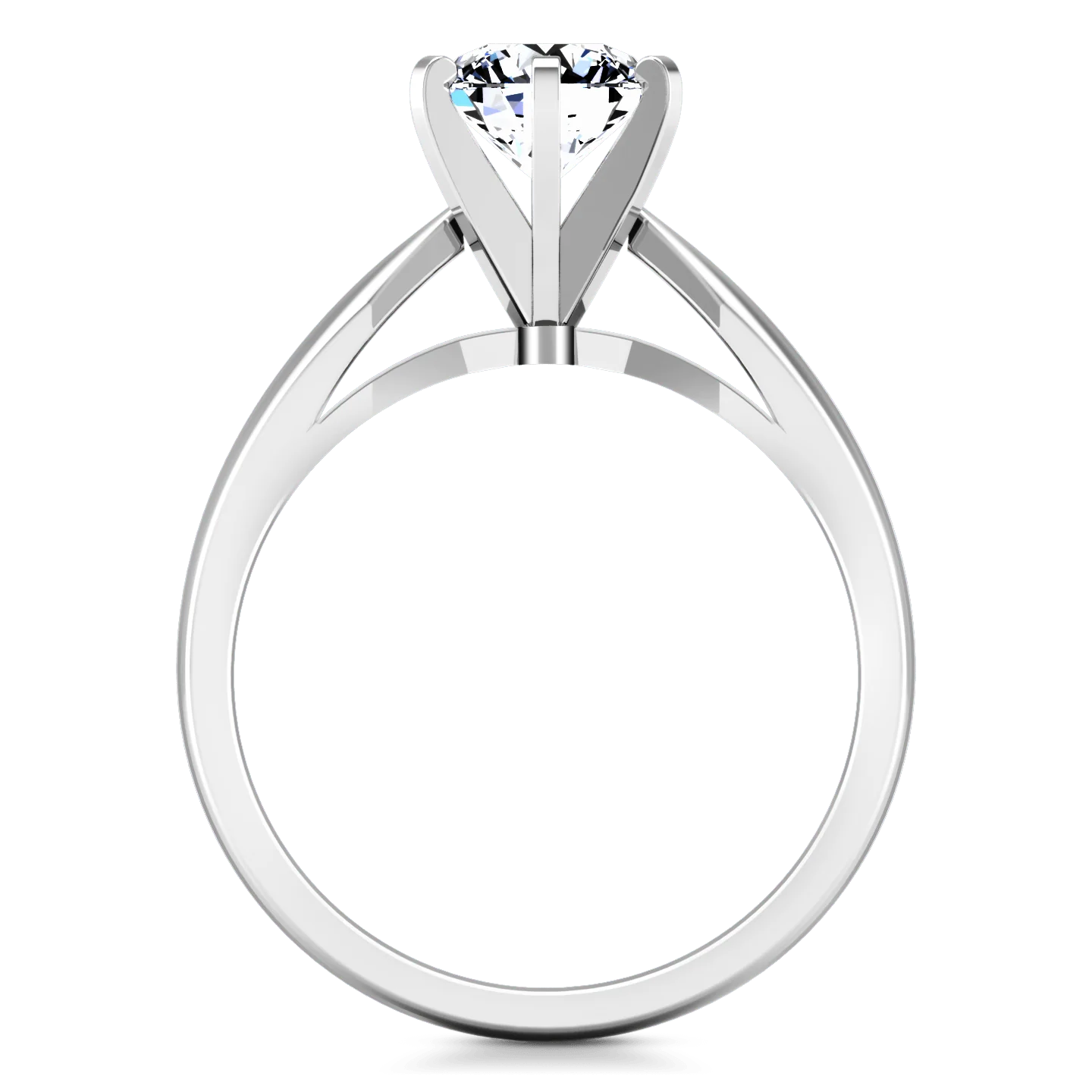 Round Diamond Solitaire Engagement Ring Wide Tappered 14K White Gold - Image 3