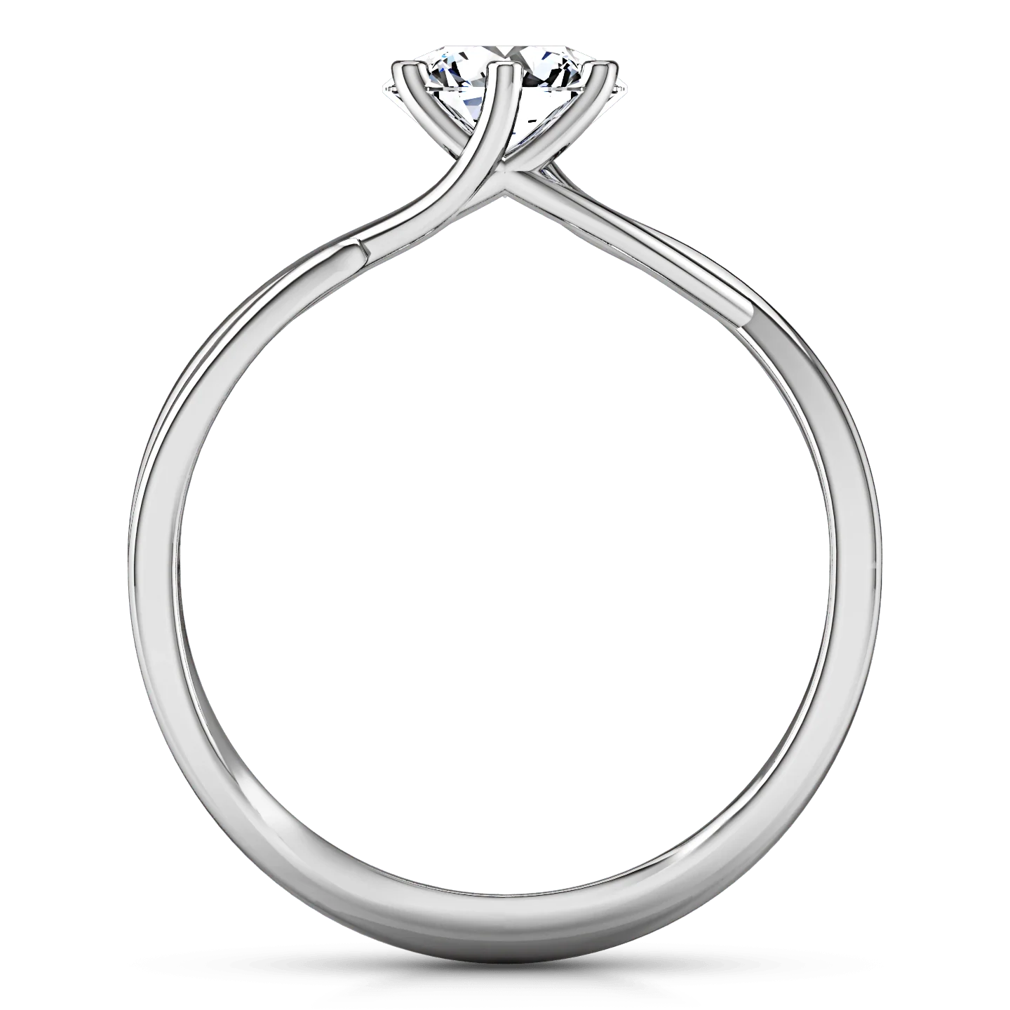 Round Diamond Solitaire Engagement Ring Wisteria 14K White Gold - Image 3