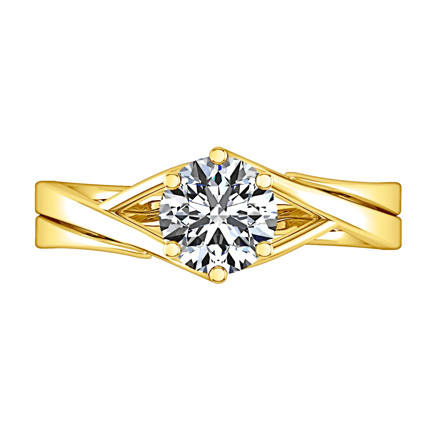 Solitaire Diamond Engagement Ring Wisteria 14K Yellow Gold - Image 4