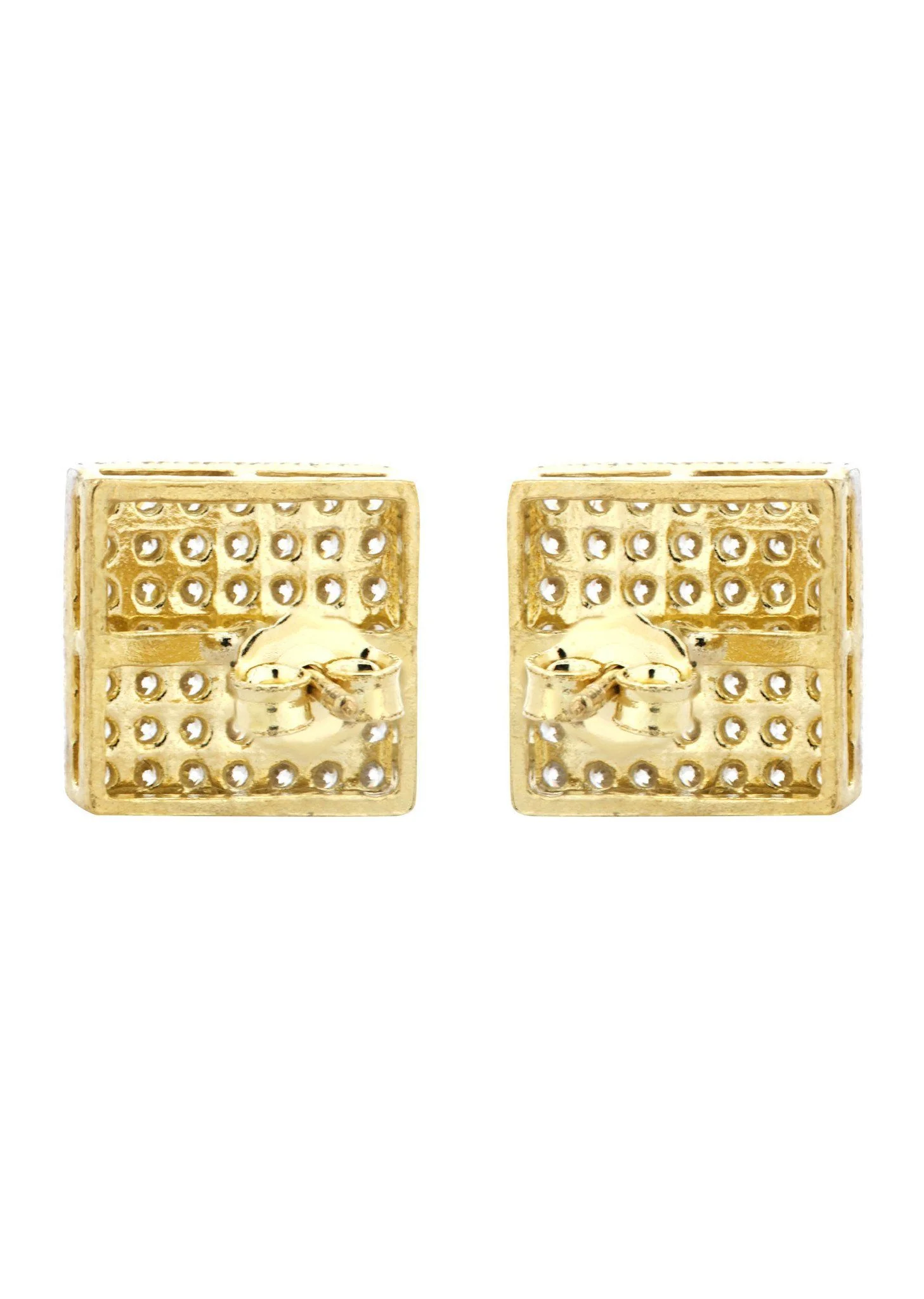 10K Square Gold Earrings For Men | Appx 3/8 Inches Wide - Image 2