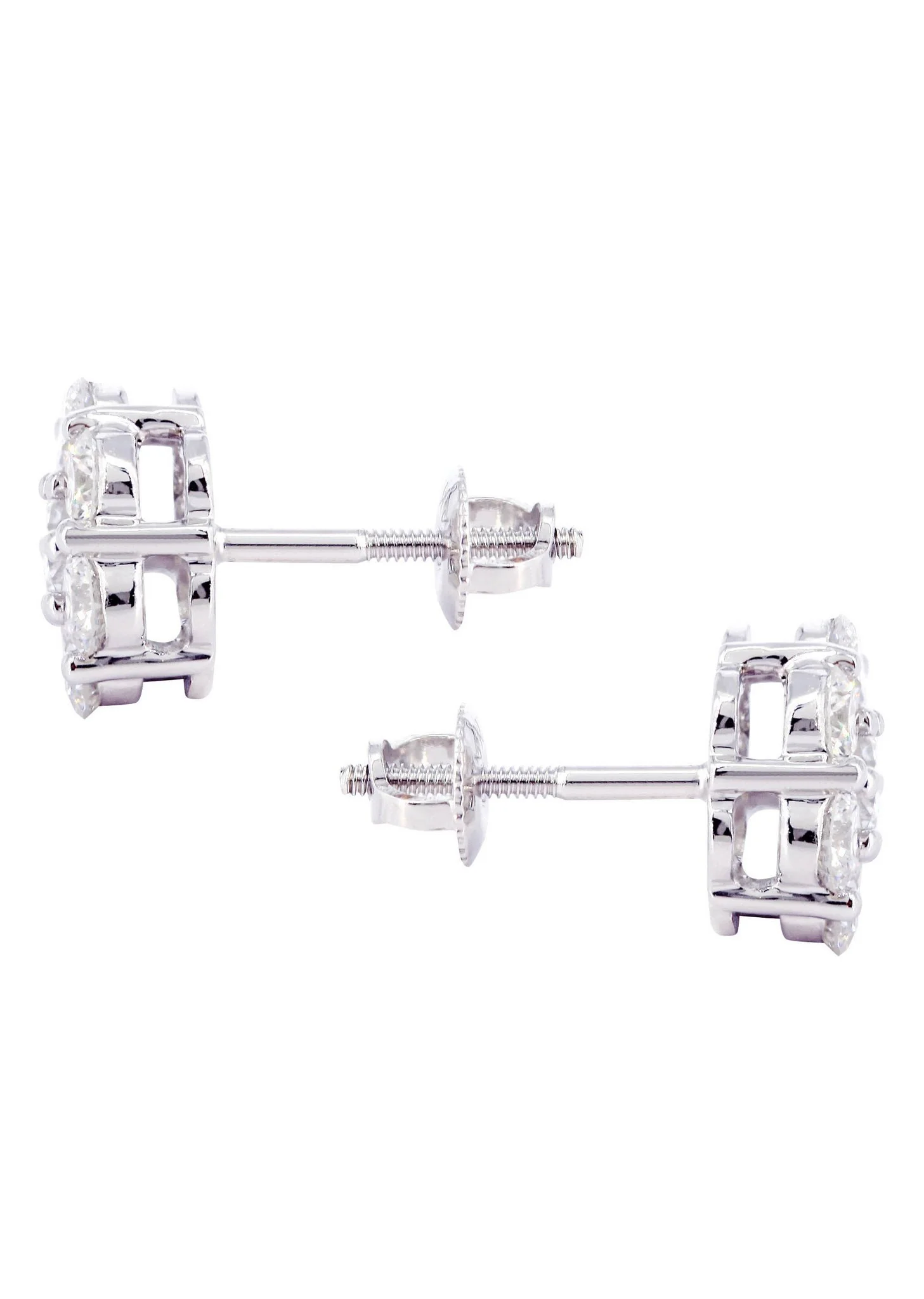 Stud Diamond Earrings For Men Illusion Set | 14K White Gold | 0.89 Carats - Image 2