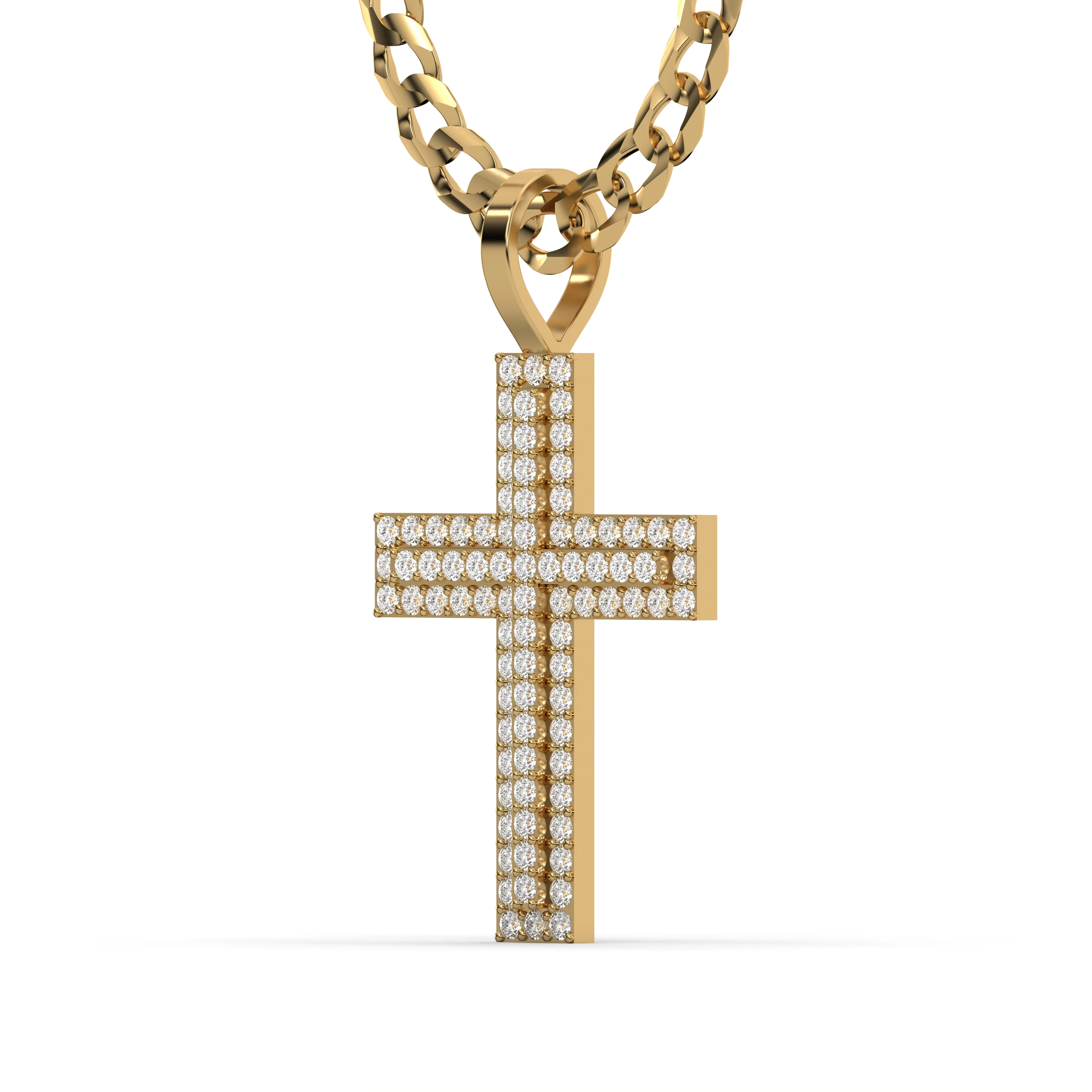 Men's VVS Lab Diamond Customizable Yellow Gold Cross Necklace Pendant - Image 3