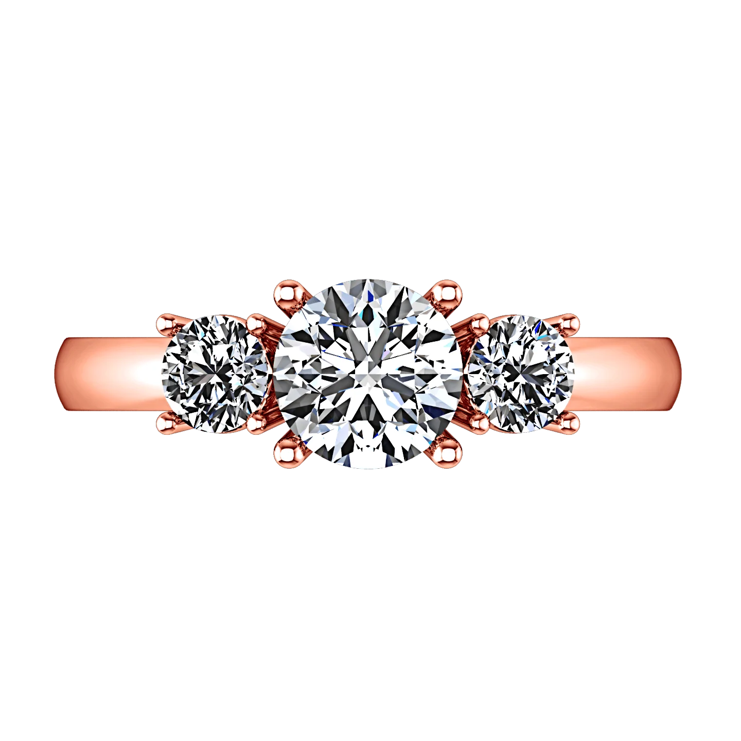 Three Stone Diamond EngagementRing Alexandra 14K Rose Gold - Image 4