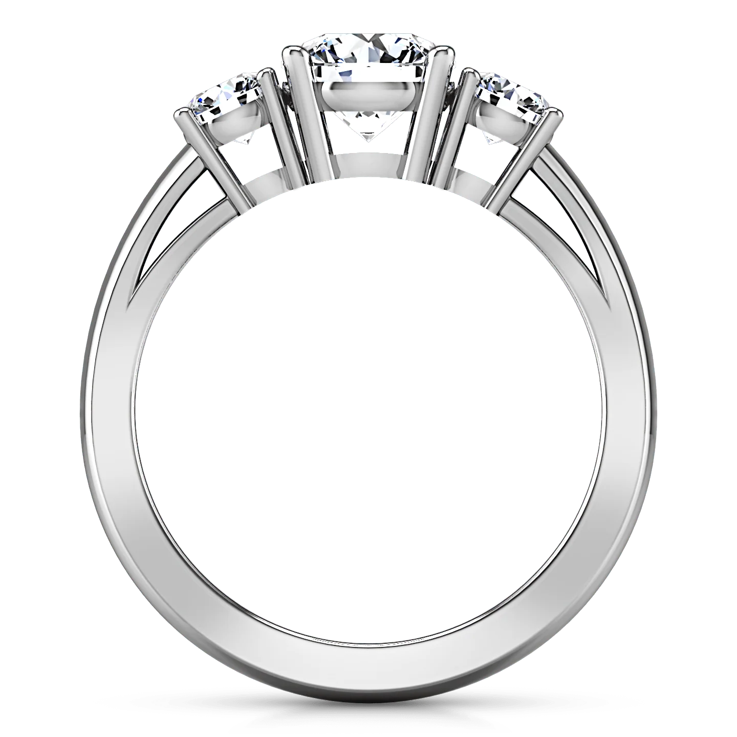 Round Diamond Three Stone Engagement Ring Alexandra 14K White Gold - Image 3
