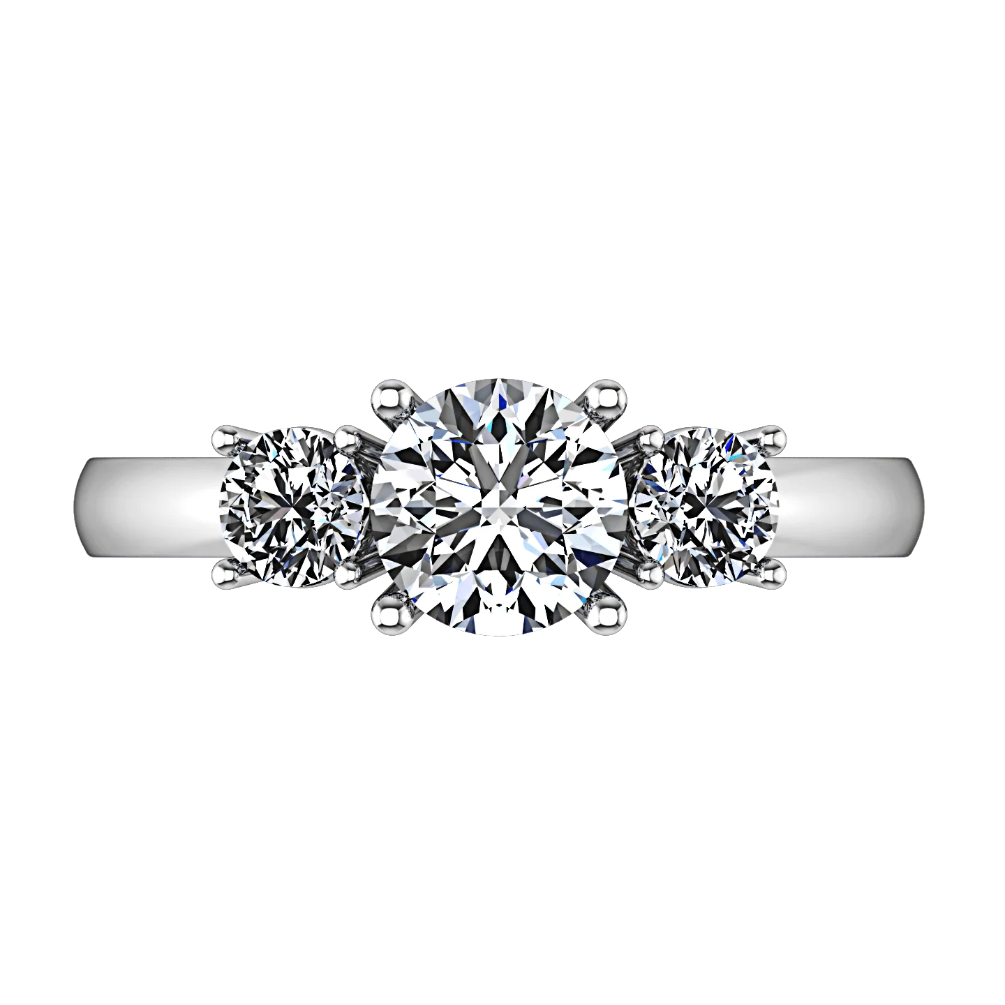 Round Diamond Three Stone Engagement Ring Alexandra 14K White Gold - Image 4
