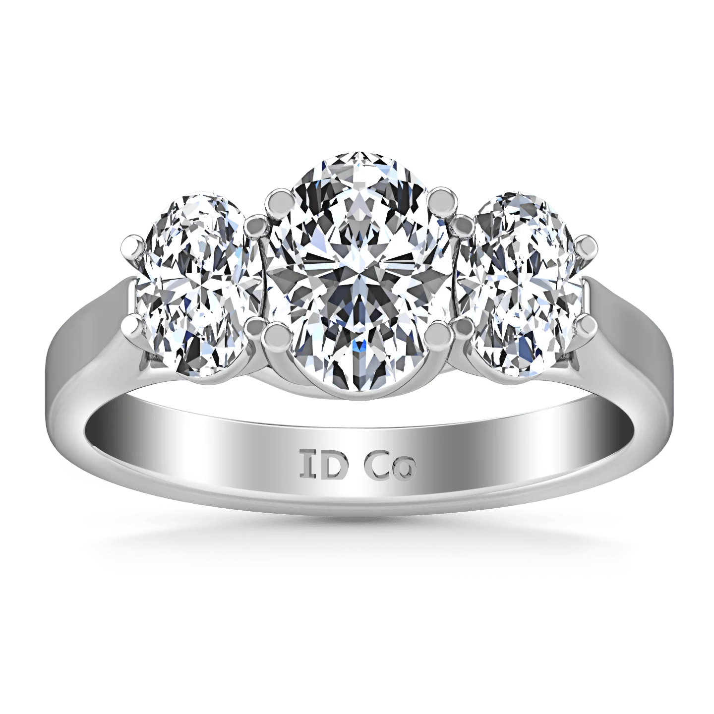Three Stone Oval Diamond Engagement Ring Arabella 14K White Gold