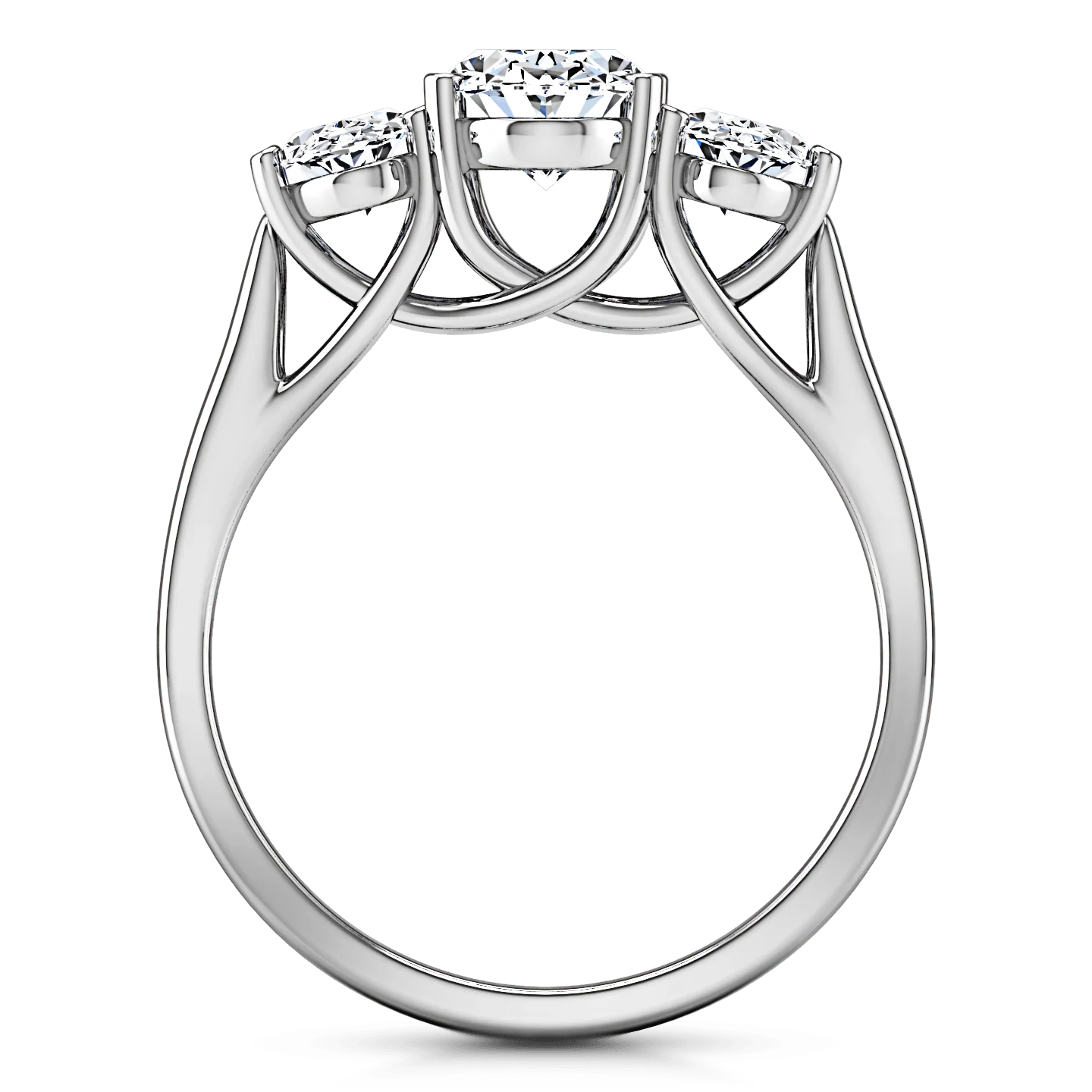 Three Stone Oval Diamond Engagement Ring Arabella 14K White Gold - Image 4