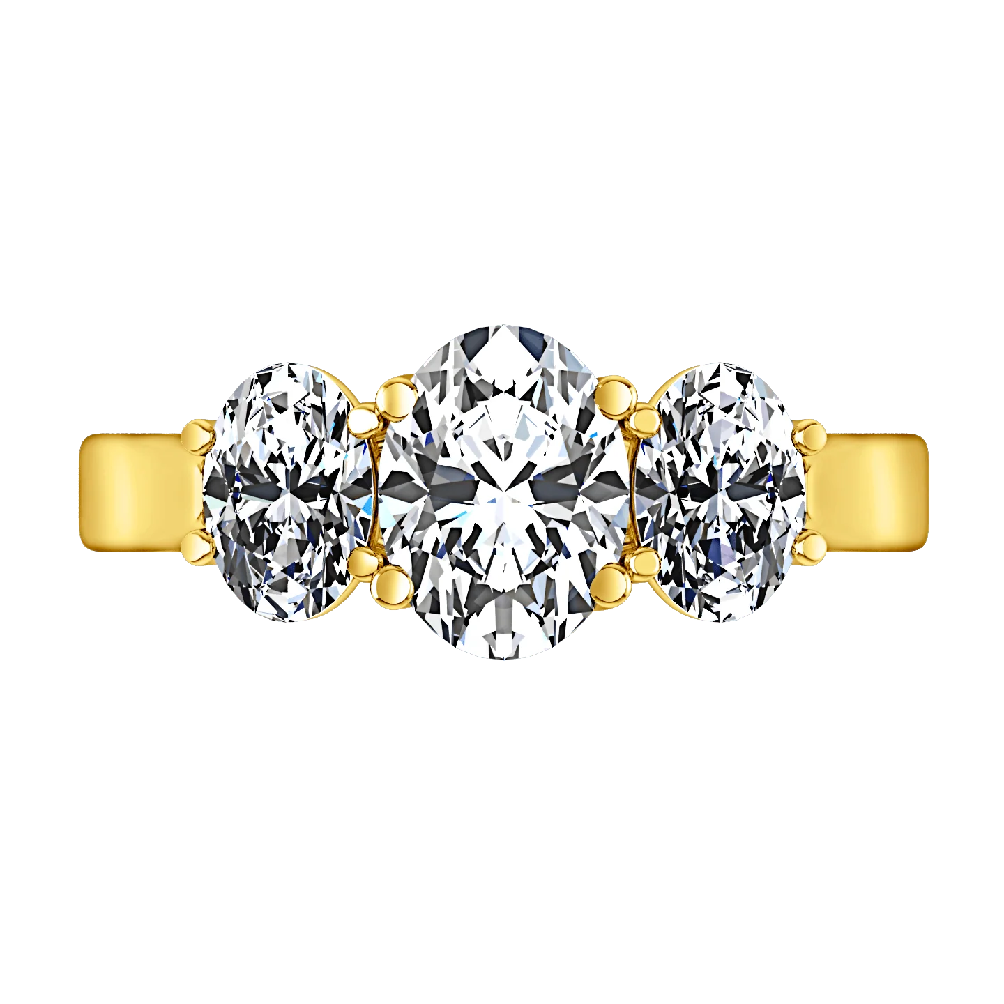 Three Stone Diamond Engagement Ring Arabella 14K Yellow Gold - Image 4