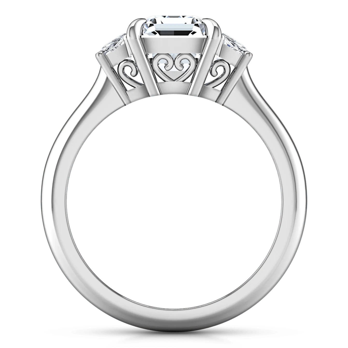 Three Stone Cushion Cut Diamond Engagement Ring Celesse 14K White Gold - Image 3
