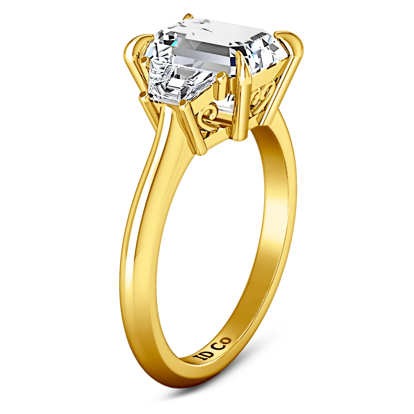 Three Stone Diamond Cushion Cut Engagement Ring Celesse 14K Yellow Gold - Image 2