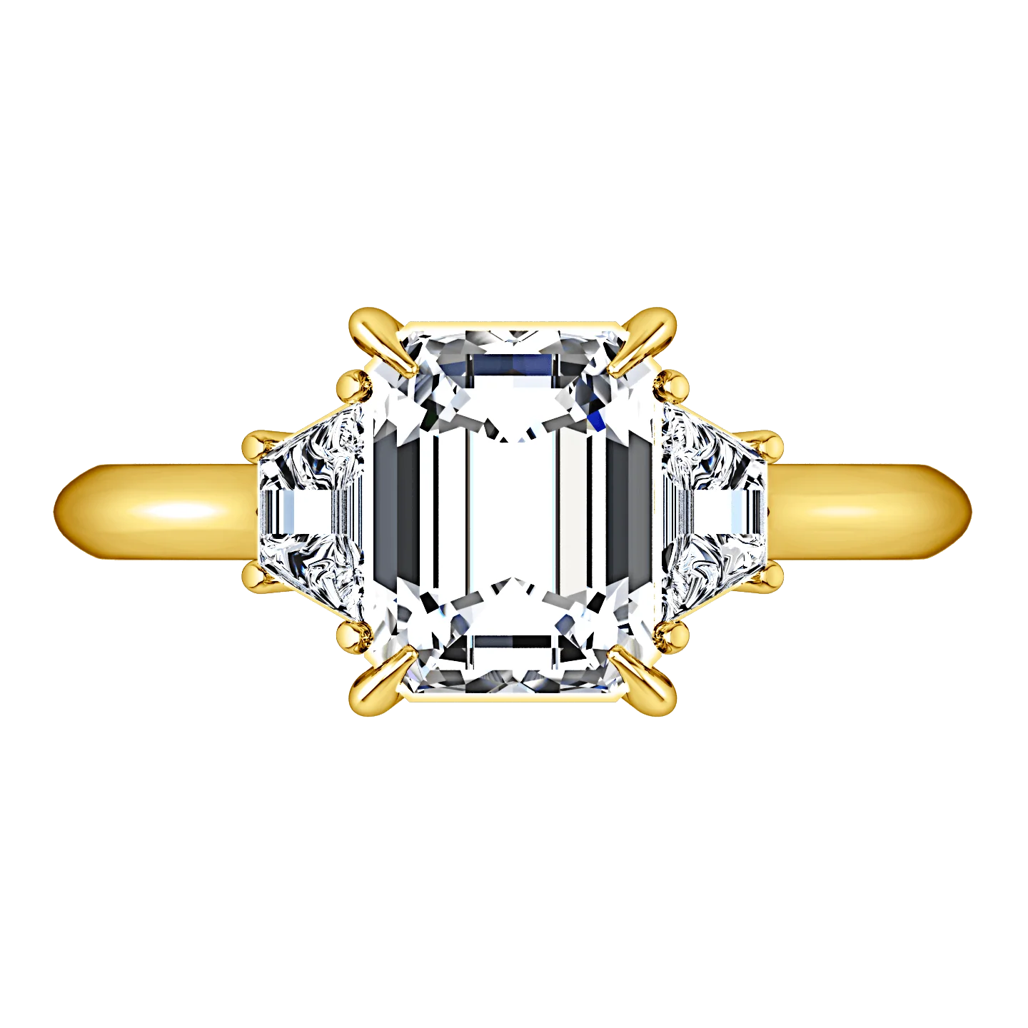 Three Stone Diamond Cushion Cut Engagement Ring Celesse 14K Yellow Gold - Image 4